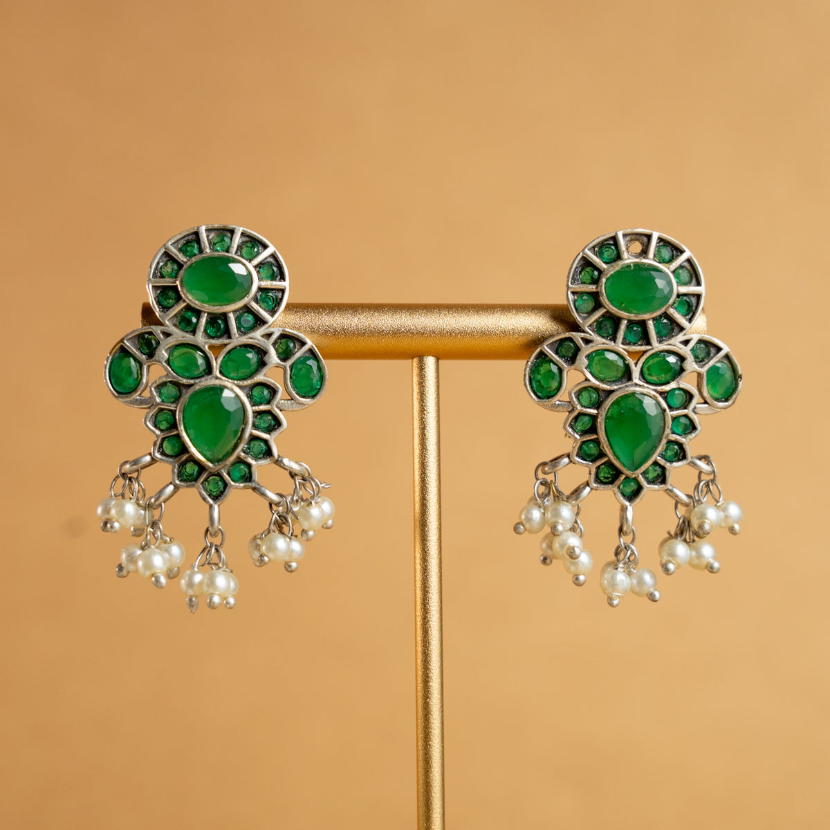 VARDHANA FAUX SILVER PREMIUM SEMI HANDMADE NECKLACE WITH EARRINGS NL127