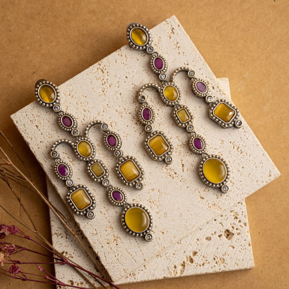 RIMIDA MONALISA FAUX SILVER HANDMADE AND HAND HAMMERED JHUMKAS/ EARRINGS ER691