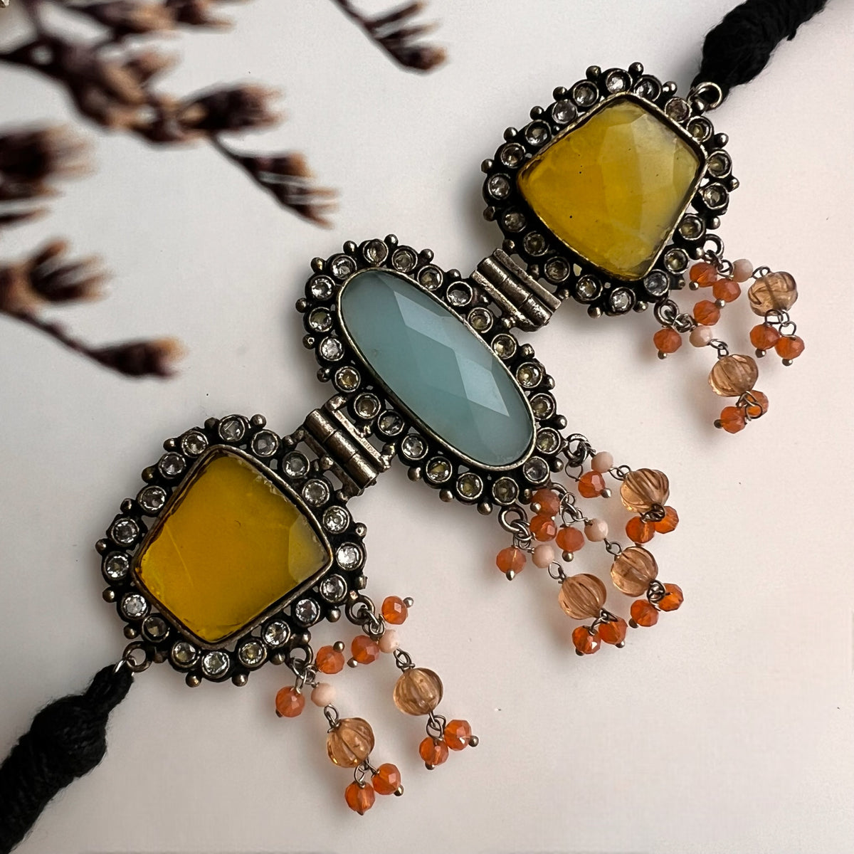 RIMA BIJOUX PREMIUM AND EXCLUSIVE RUSTIC SEMI HANDMADE CHOKER WITH EARRINGS CH97