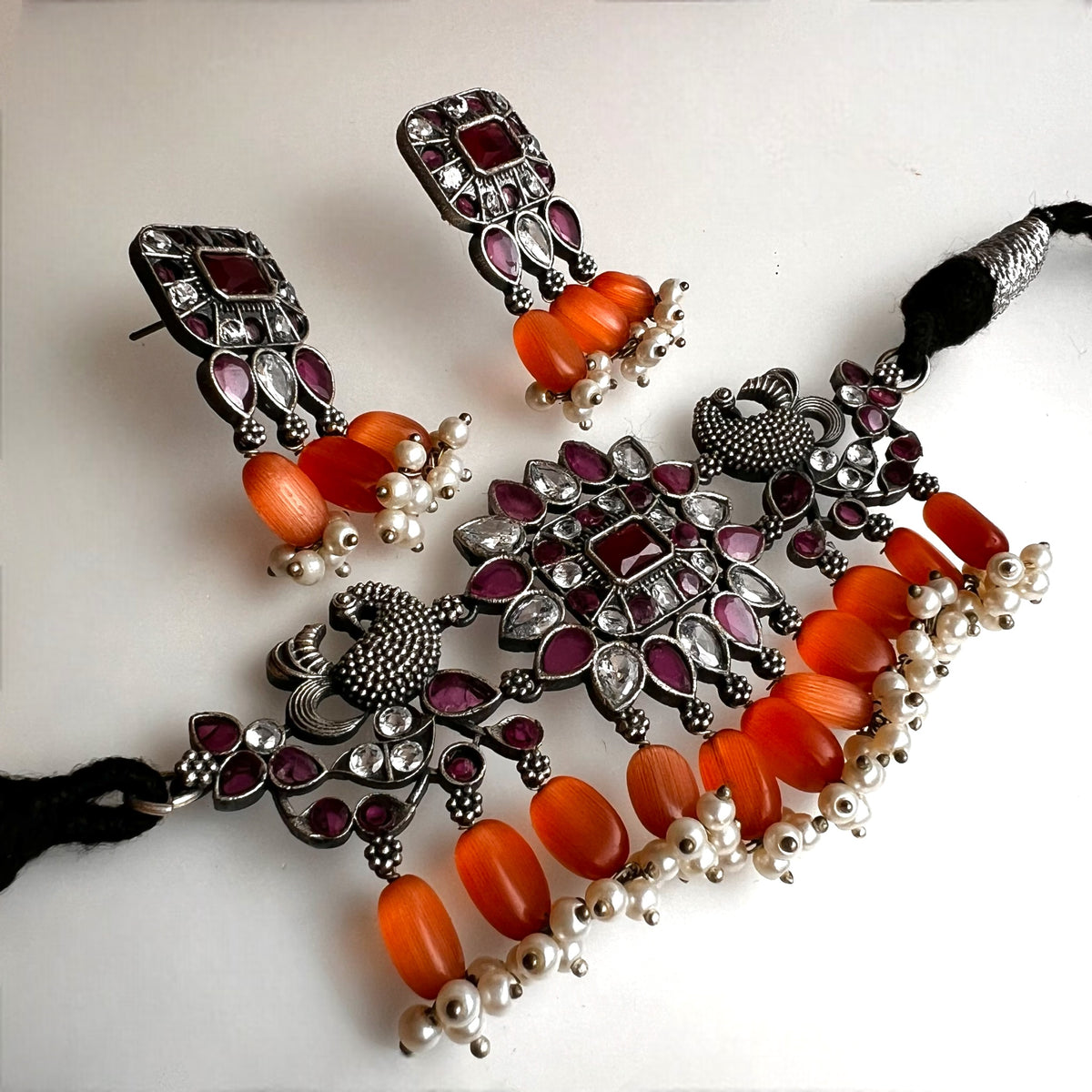 VINA BIJOUX PREMIUM AND EXCLUSIVE RAW AND RUSTIC SEMI HANDMADE CHOKER WITH EARRINGS CH100