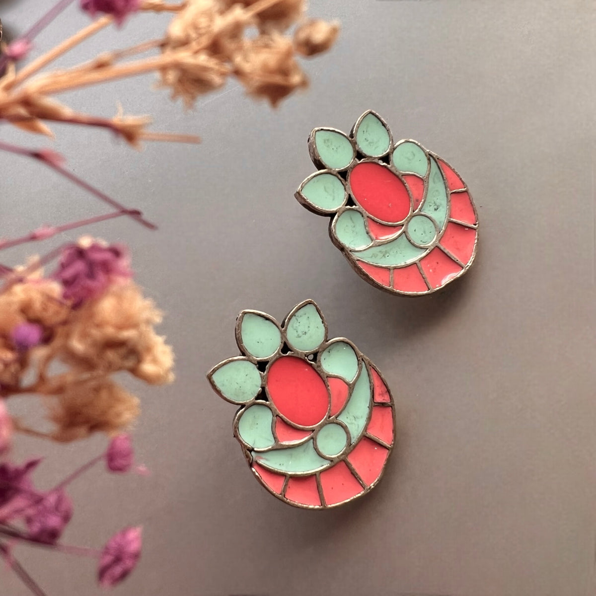 MINI SILVER LOOK ALIKE AND RUSTIC FINISH CHOKER WITH EARRINGS CH492