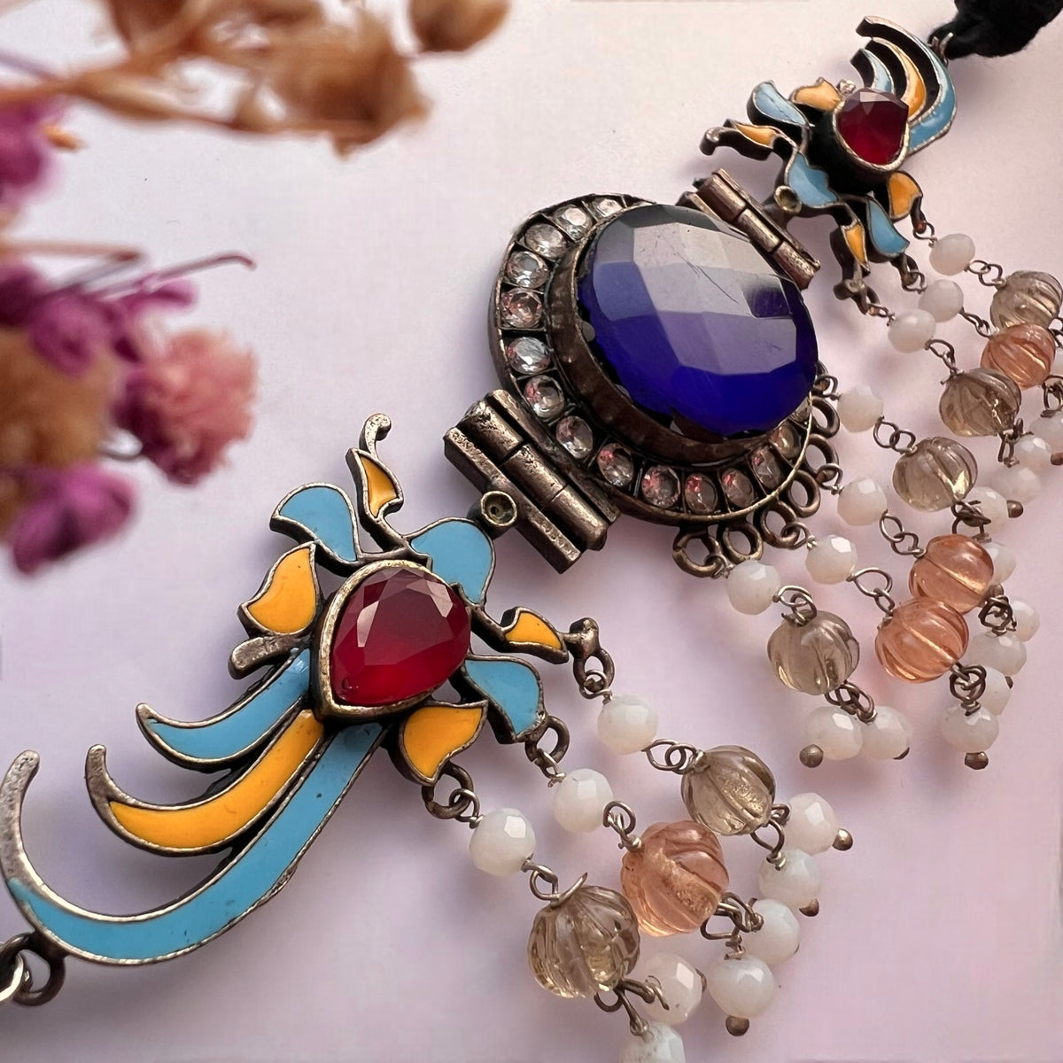 MIRA FAUX SILVER SEMI HANDMADE RUSTIC FINISH CHOKER CH490