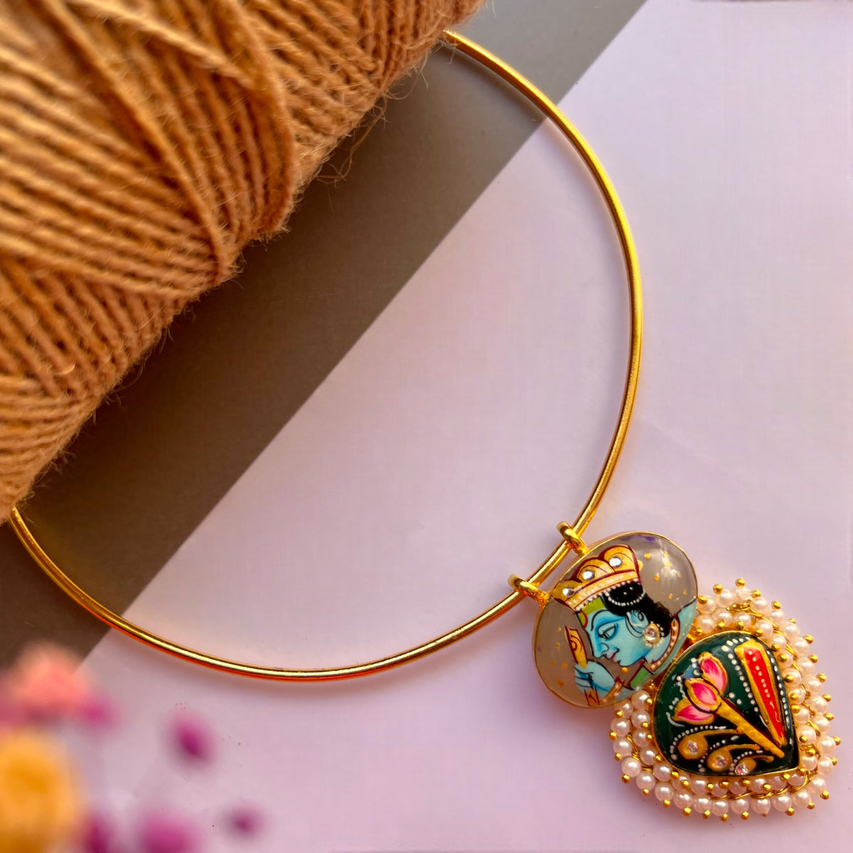 RIDHI HANDMADE HAND PAINTED RUSTIC FINISH HASLI NECKLACE CH489