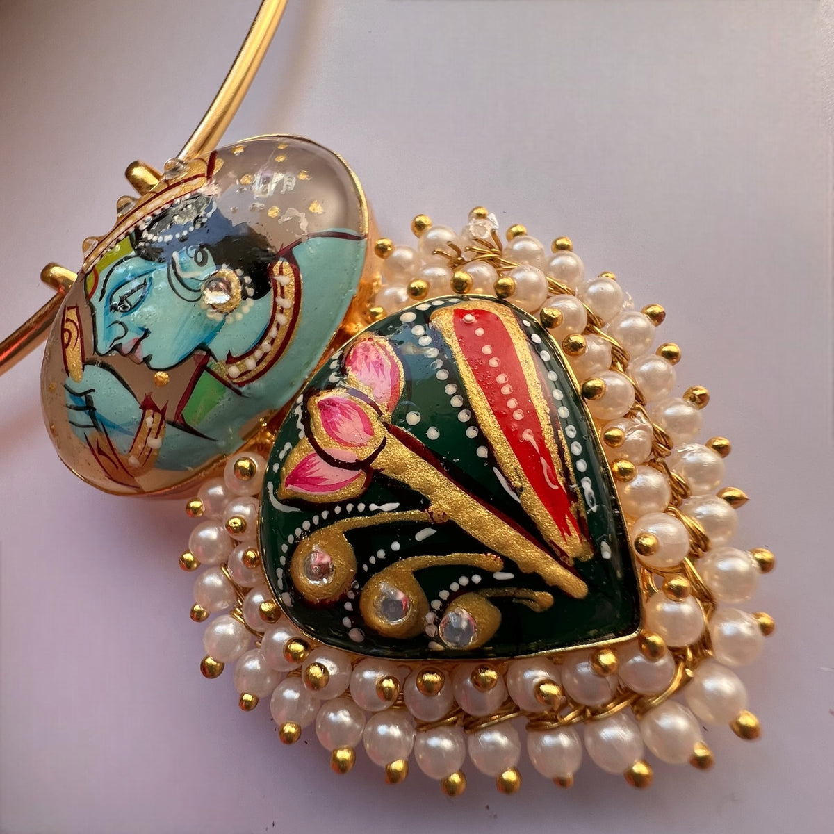 RIDHI HANDMADE HAND PAINTED RUSTIC FINISH HASLI NECKLACE CH489