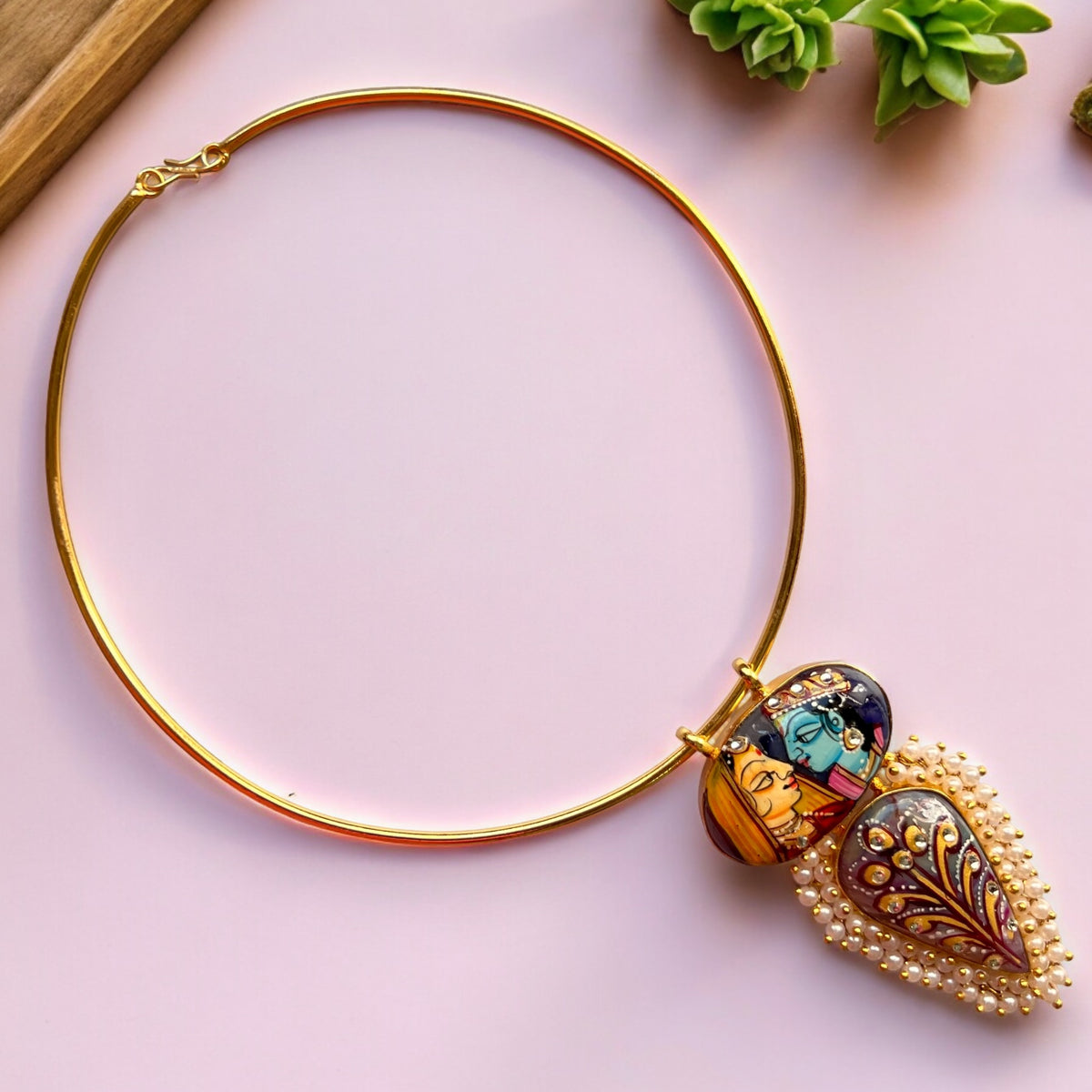 RIDHI HANDMADE HAND PAINTED RUSTIC FINISH HASLI NECKLACE CH489