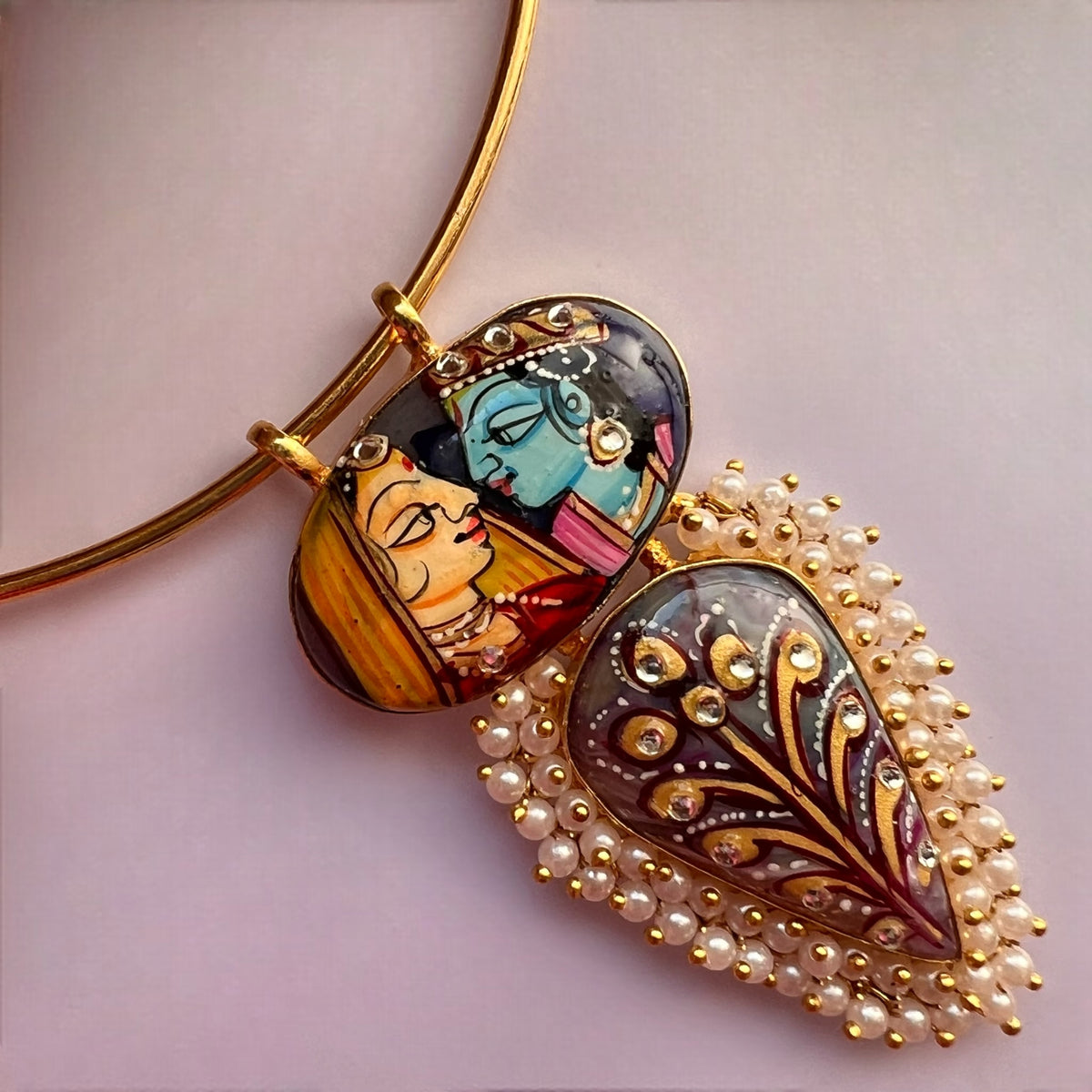 RIDHI HANDMADE HAND PAINTED RUSTIC FINISH HASLI NECKLACE CH489