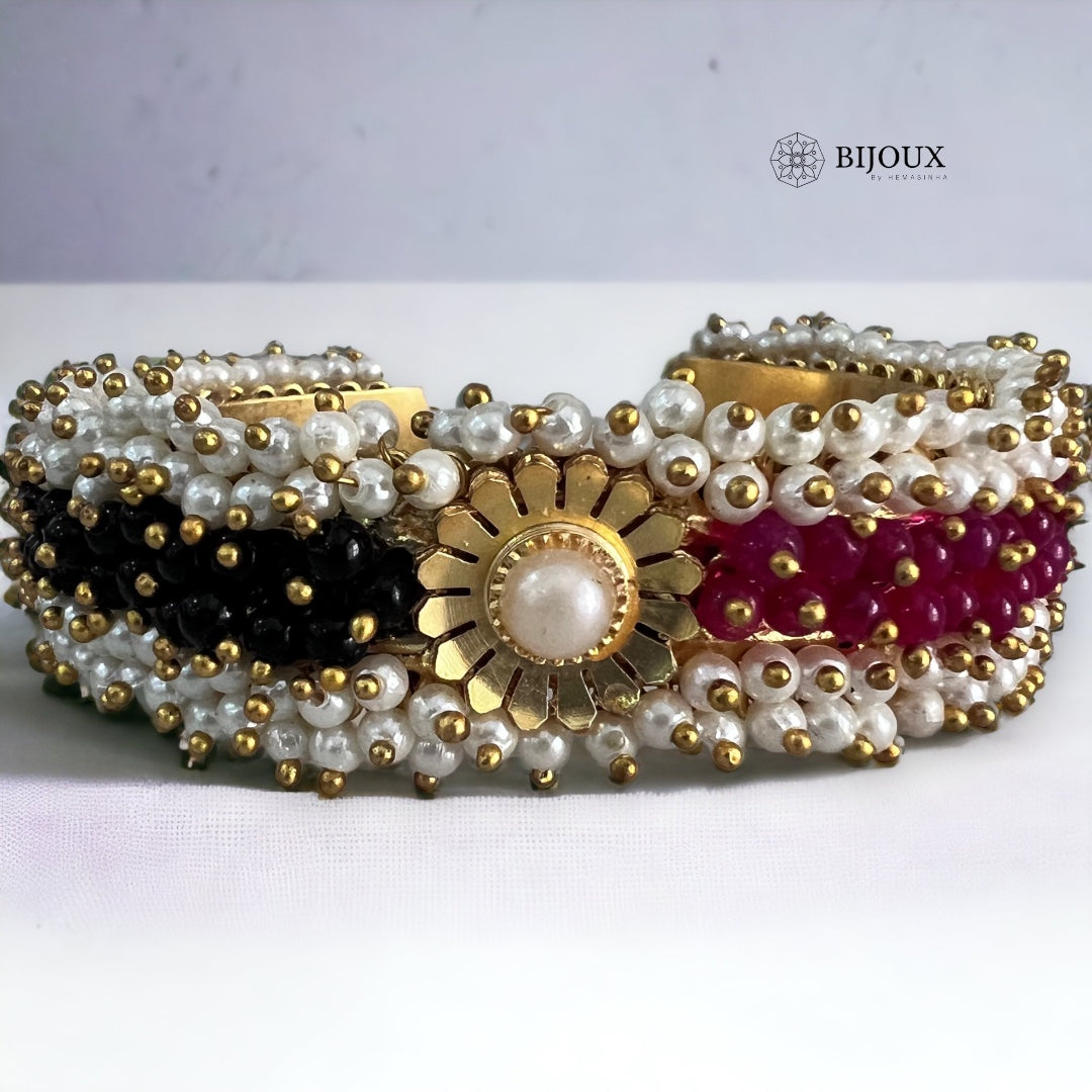 MINIKA HANDMADE AND HAND HAMMERED GOLD TONED CLASSIC  PEARL BRACELETS BRACELETS BR15