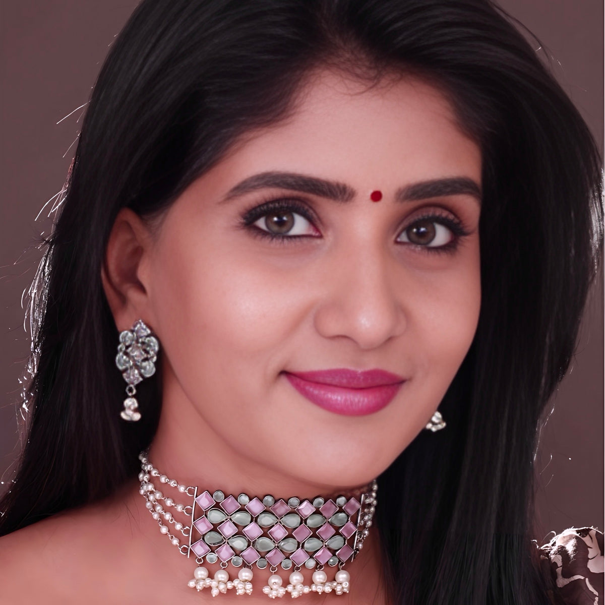 LVY RAW AND RUSTIC ANTIQUE SEMI HANDMADE CHOKER WITH EARRINGS CH119