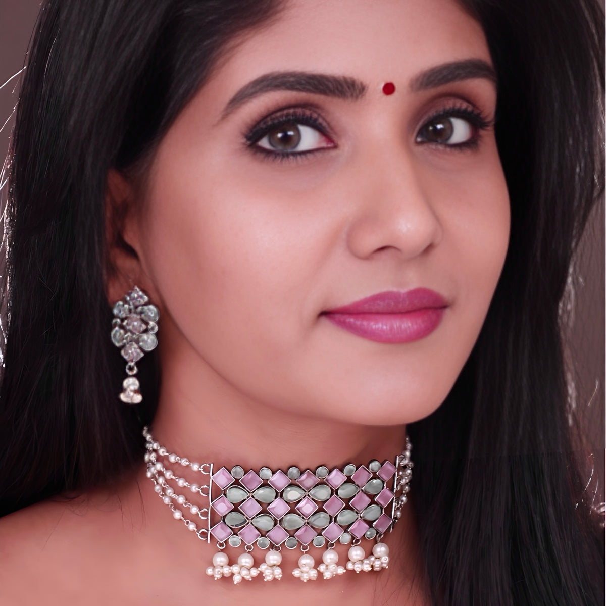 LVY RAW AND RUSTIC ANTIQUE SEMI HANDMADE CHOKER WITH EARRINGS CH119