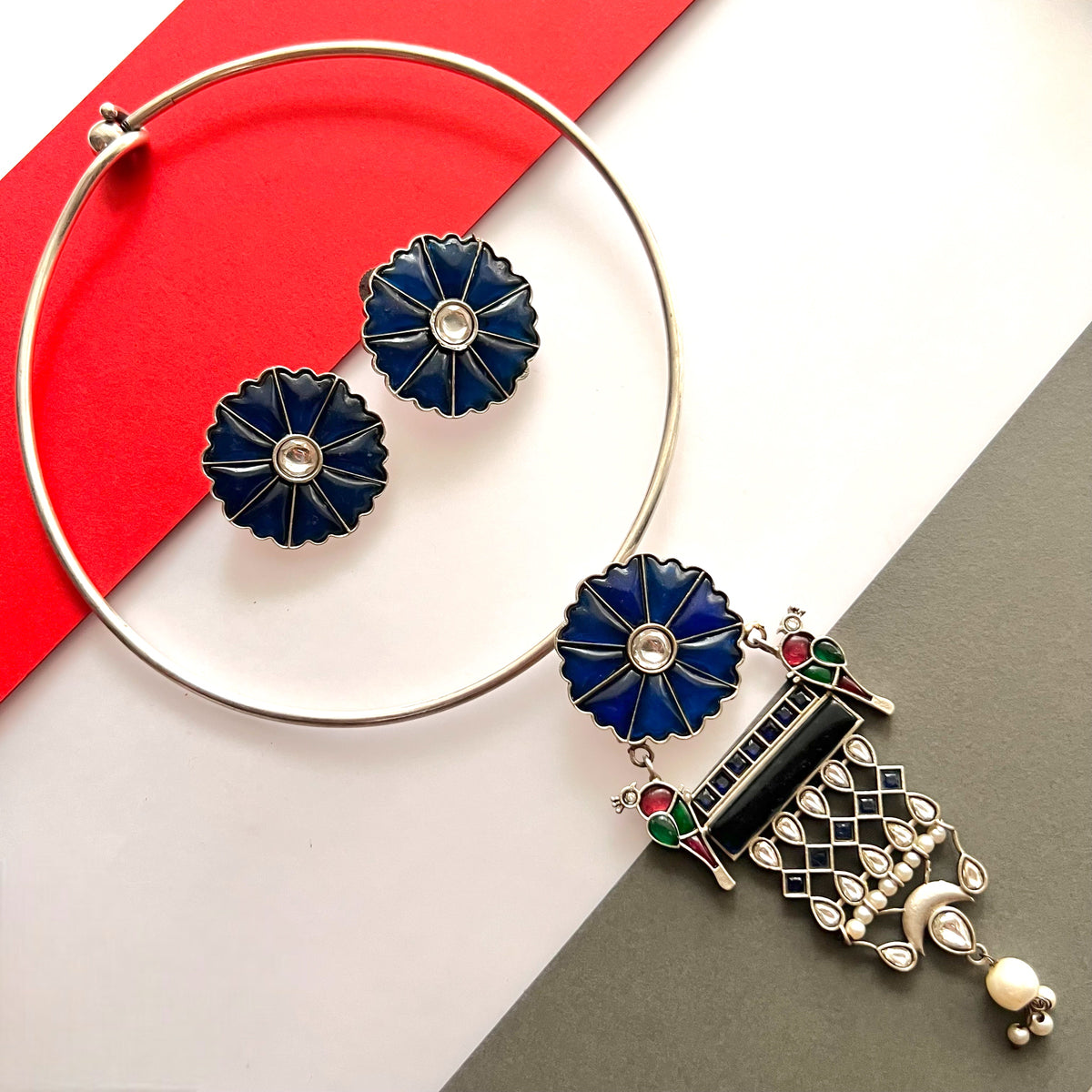 MING BIJOUX PREMIUM AND EXCLUSIVE SEMI HANDMADE HASLI/NECKPIECE WITH EARRINGS CH421