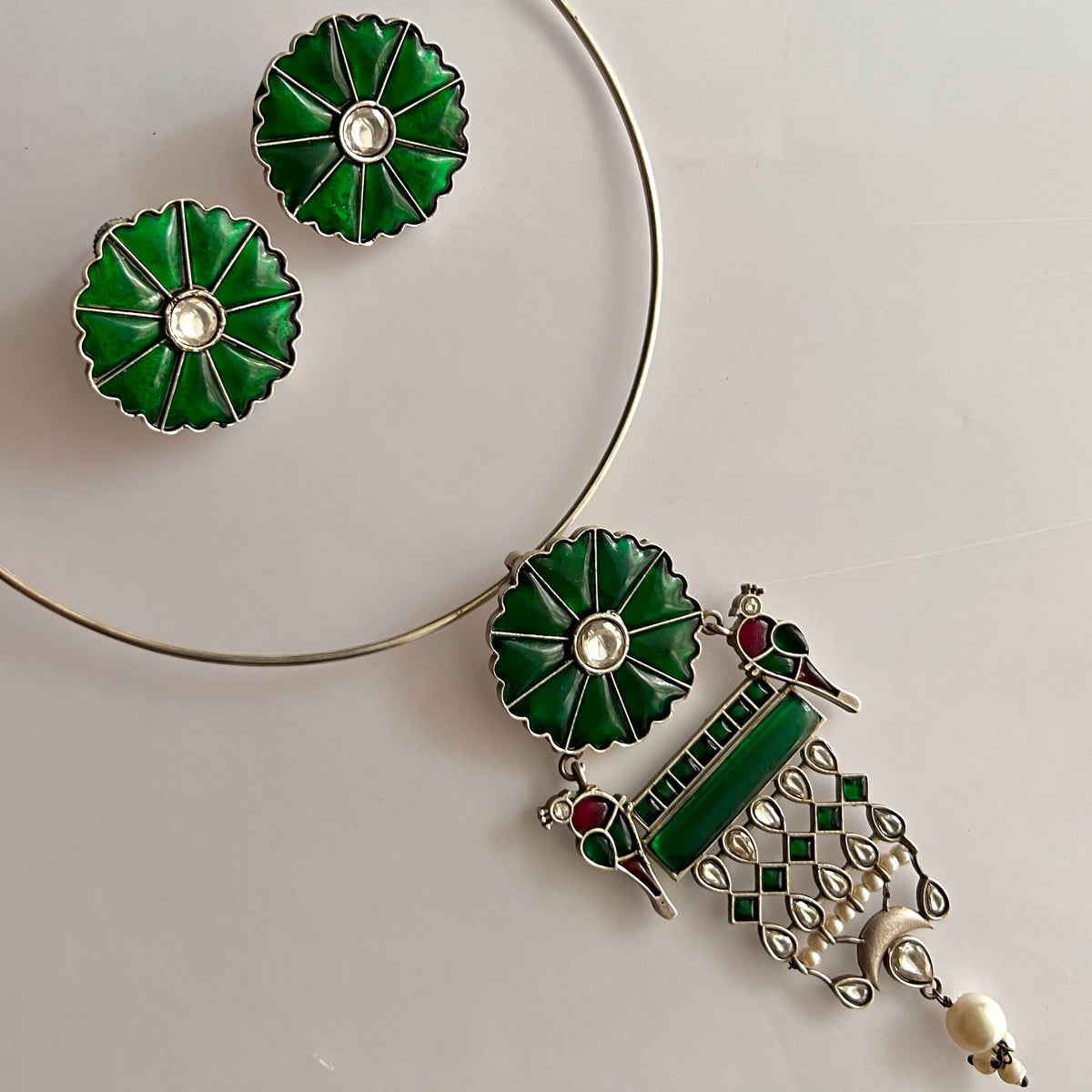 MING BIJOUX PREMIUM AND EXCLUSIVE SEMI HANDMADE HASLI/NECKPIECE WITH EARRINGS CH421