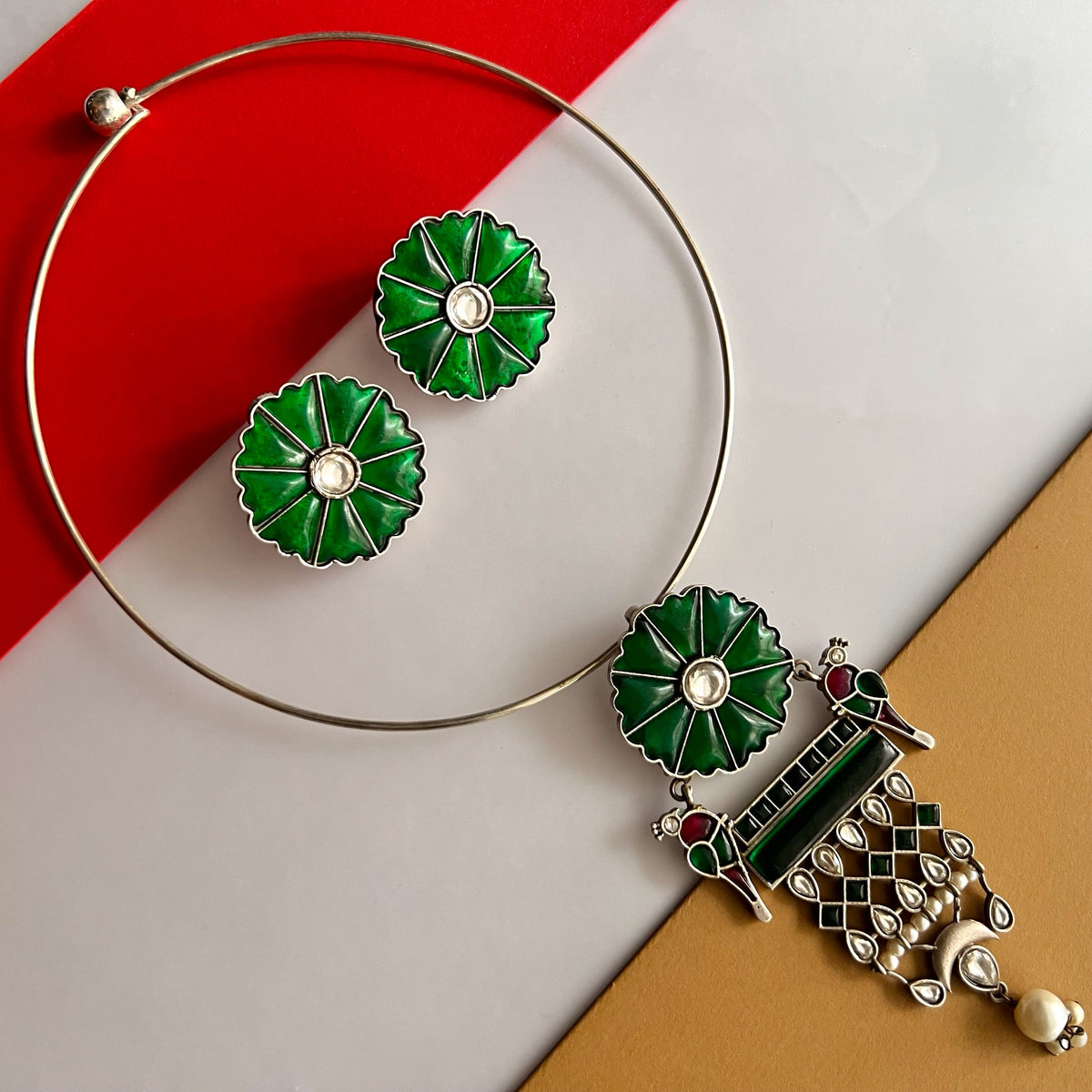 MING BIJOUX PREMIUM AND EXCLUSIVE SEMI HANDMADE HASLI/NECKPIECE WITH EARRINGS CH421