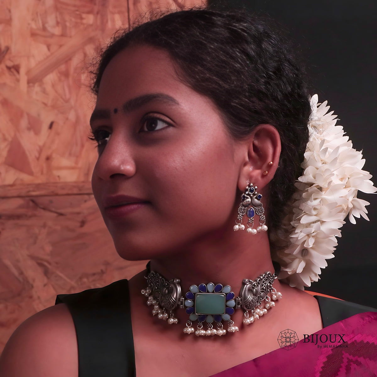 SHIVARA BIJOUX PREMIUM SEMI HANDMADE CHOKER WITH EARRINGS CH73