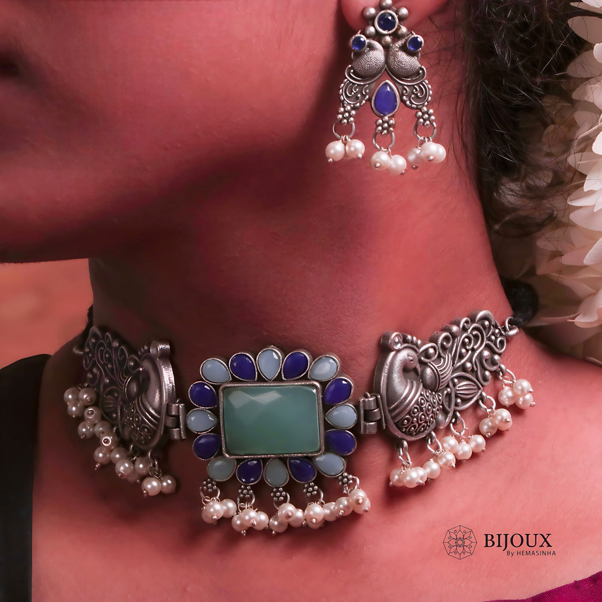 SHIVARA BIJOUX PREMIUM SEMI HANDMADE CHOKER WITH EARRINGS CH73