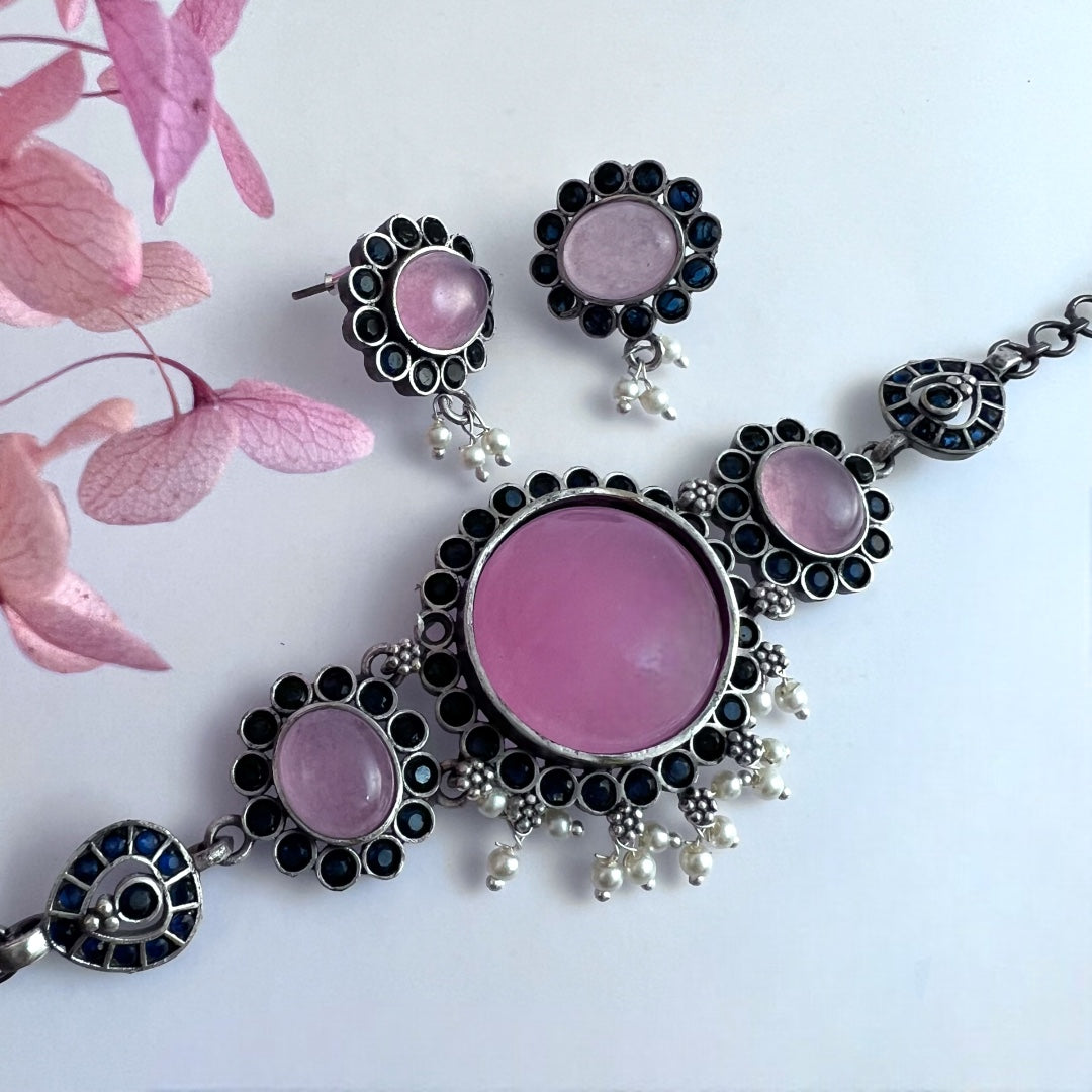 RYLEE BIJOUX PREMIUM AND EXCLUSIVE RUSTIC FINISH HANDMADE CHOKER WITH EARRINGS CH303