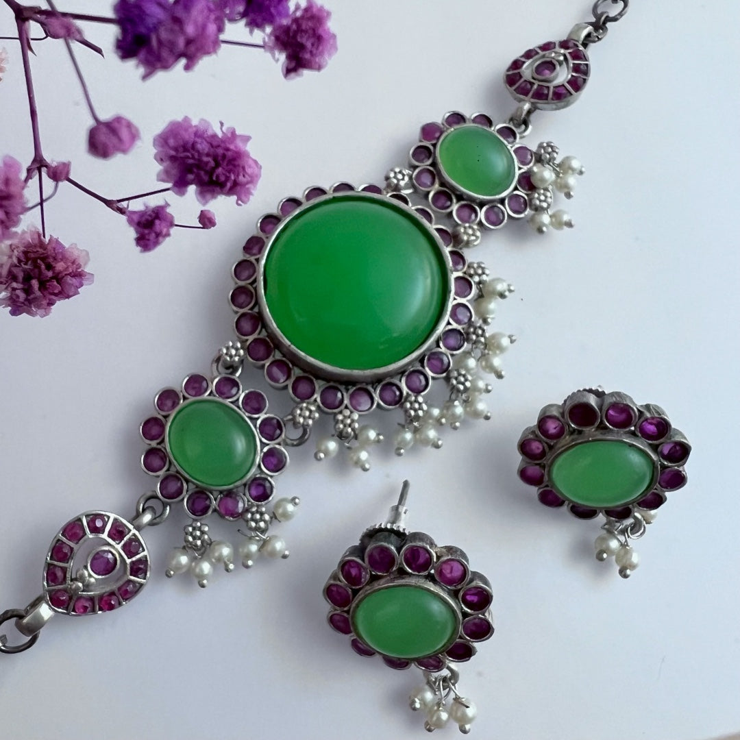 RYLEE BIJOUX PREMIUM AND EXCLUSIVE RUSTIC FINISH HANDMADE CHOKER WITH EARRINGS CH303