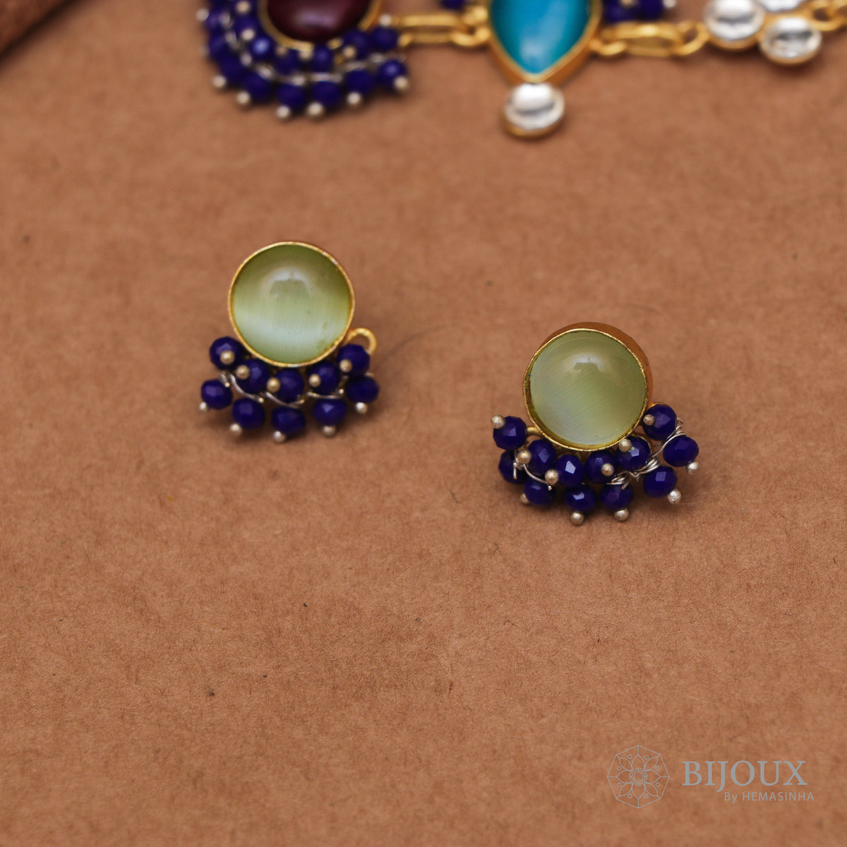 QUEENS BIJOUX HANDMADE MONALISA MINIMALIST CHOKER WITH EARRINGS CH46