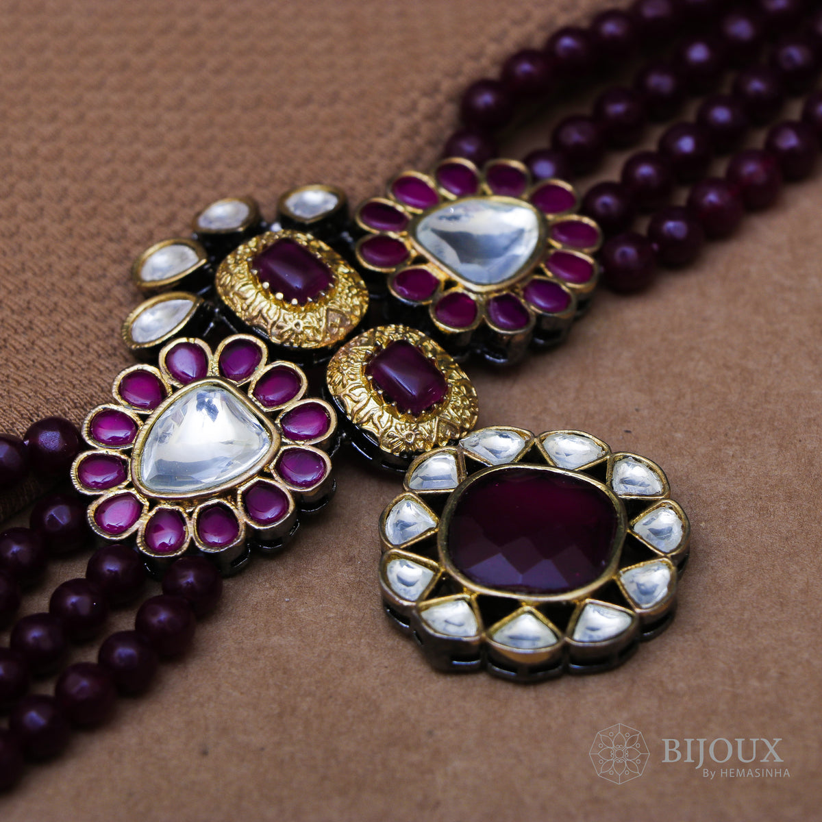 KEZIA POLKY STONE SEMI HANDMADE CHOKER WITH EARRINGS CH102