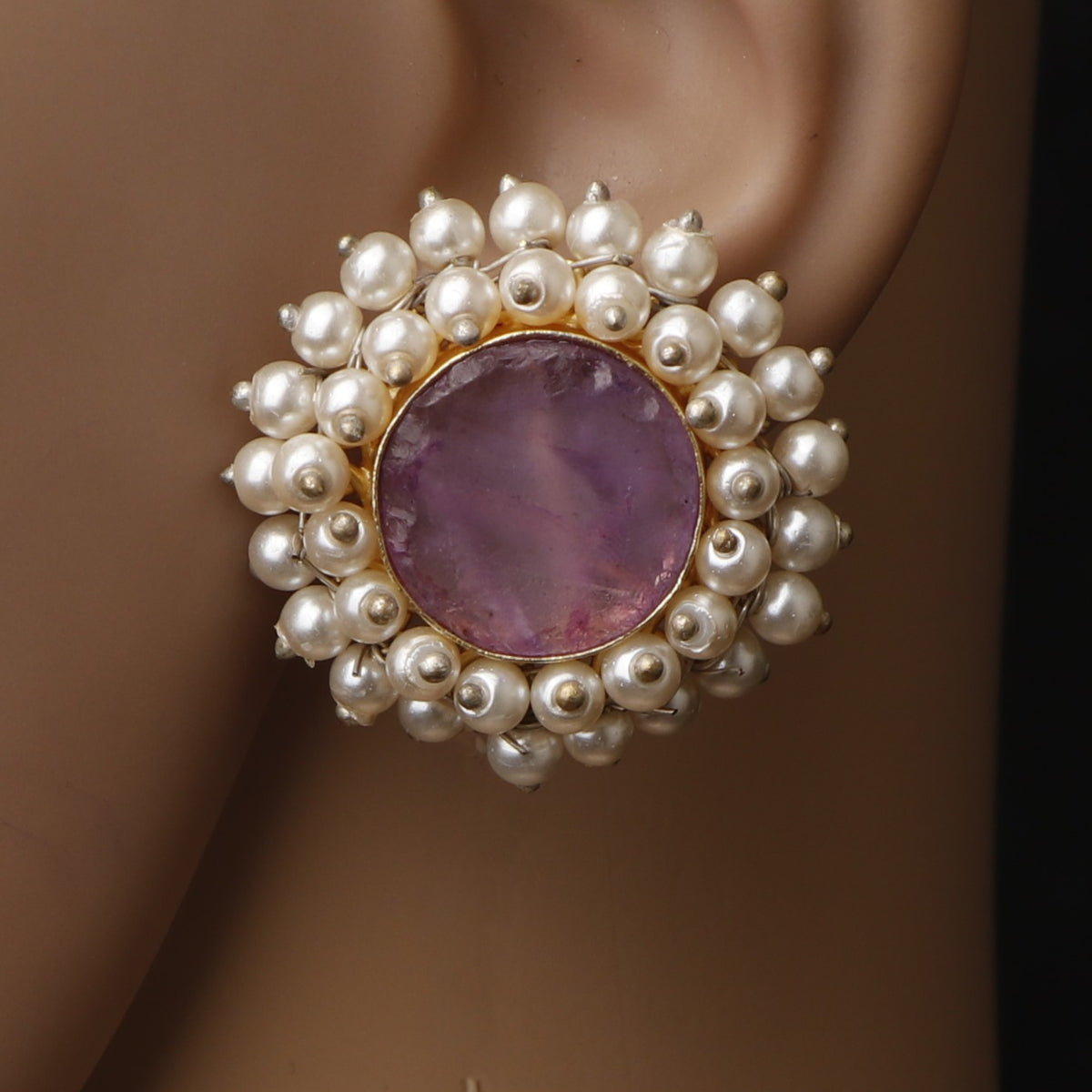 WILLOW BIJOUX PREMIUM HANDMADE RAW STONE CHOKER WITH EARRINGS CH122