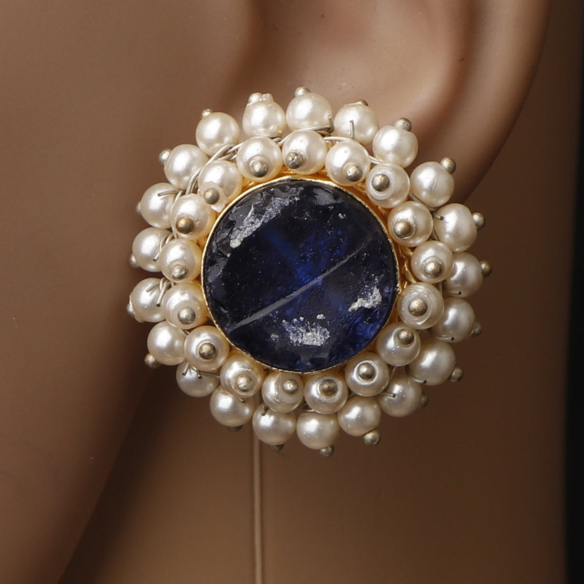 WILLOW BIJOUX PREMIUM HANDMADE RAW STONE CHOKER WITH EARRINGS CH122