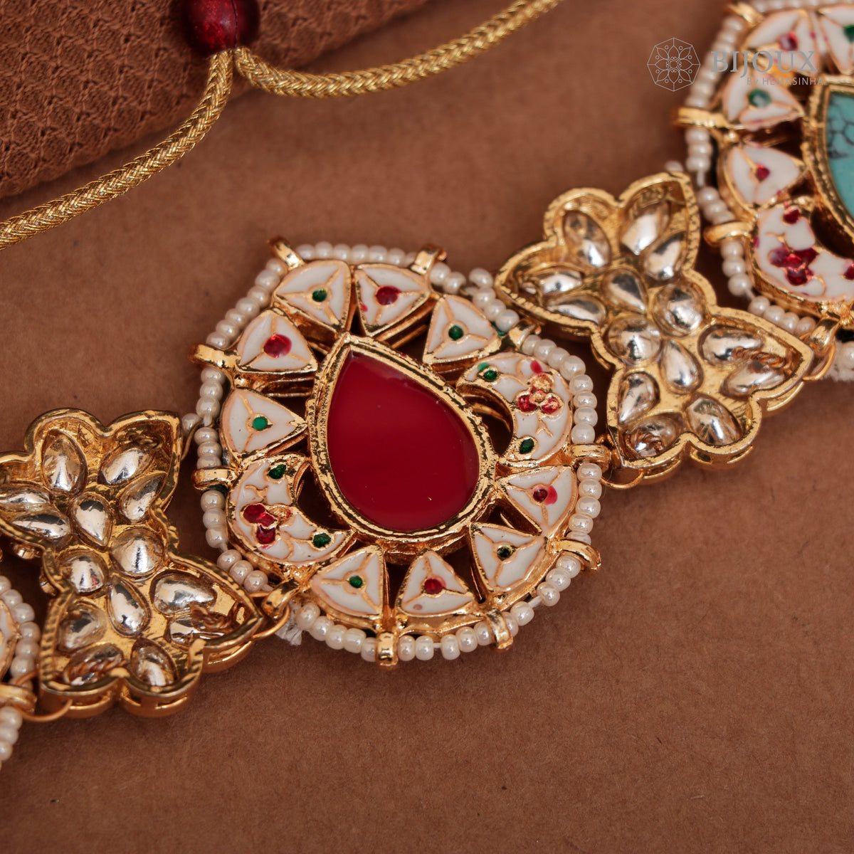 RYLEE BIJOUX PREMIUM KUNDAN SEMI HANDMADE CHOKER WITH EARRINGS CH207