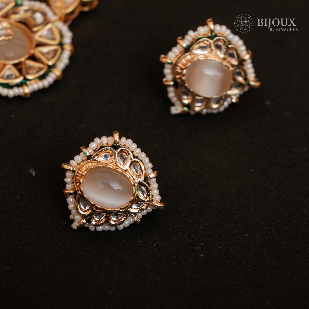 RYLEE BIJOUX PREMIUM KUNDAN SEMI HANDMADE CHOKER WITH EARRINGS CH207