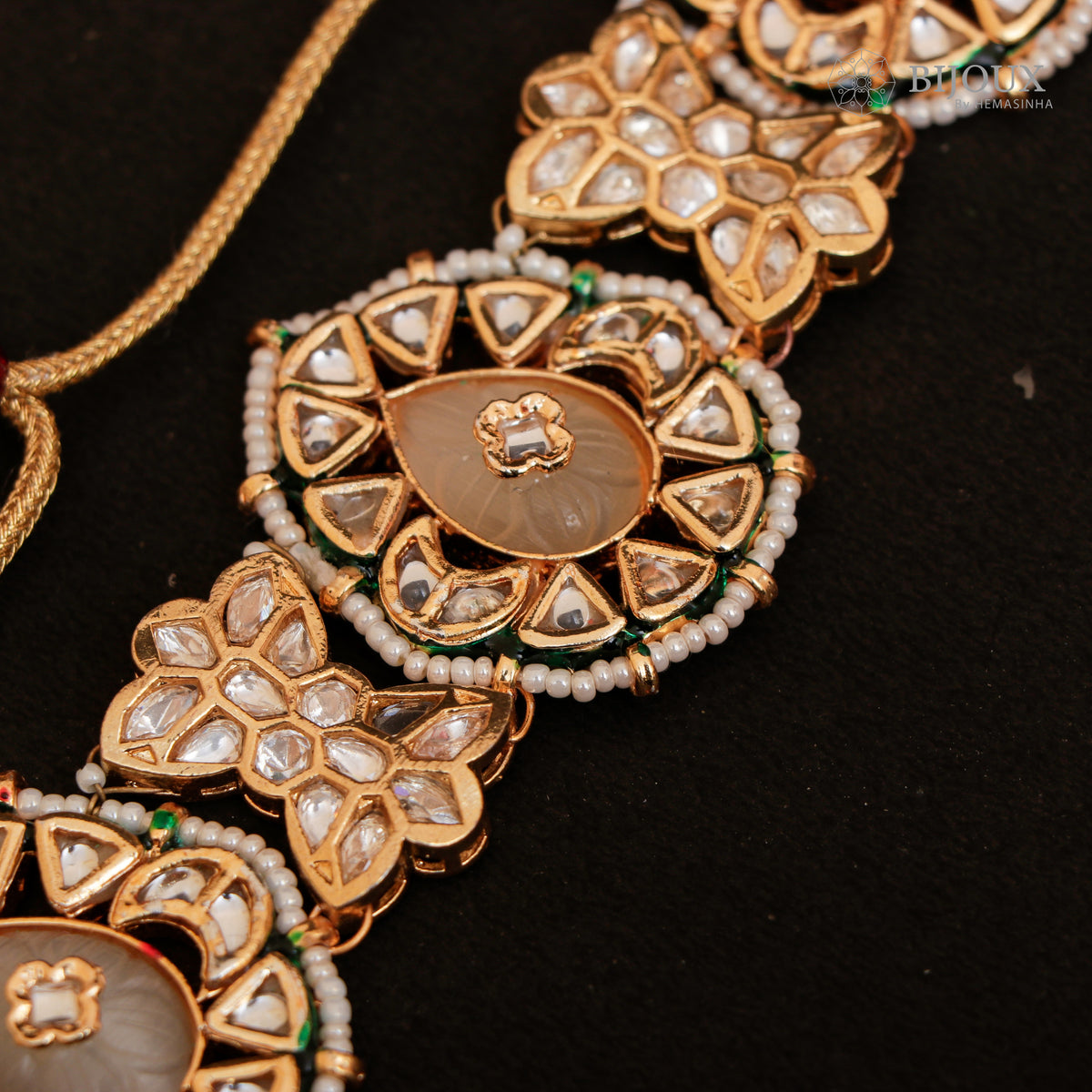 RYLEE BIJOUX PREMIUM KUNDAN SEMI HANDMADE CHOKER WITH EARRINGS CH207