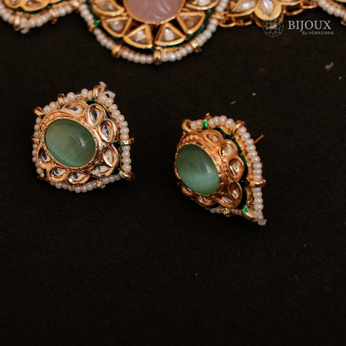 RYLEE BIJOUX PREMIUM KUNDAN SEMI HANDMADE CHOKER WITH EARRINGS CH207