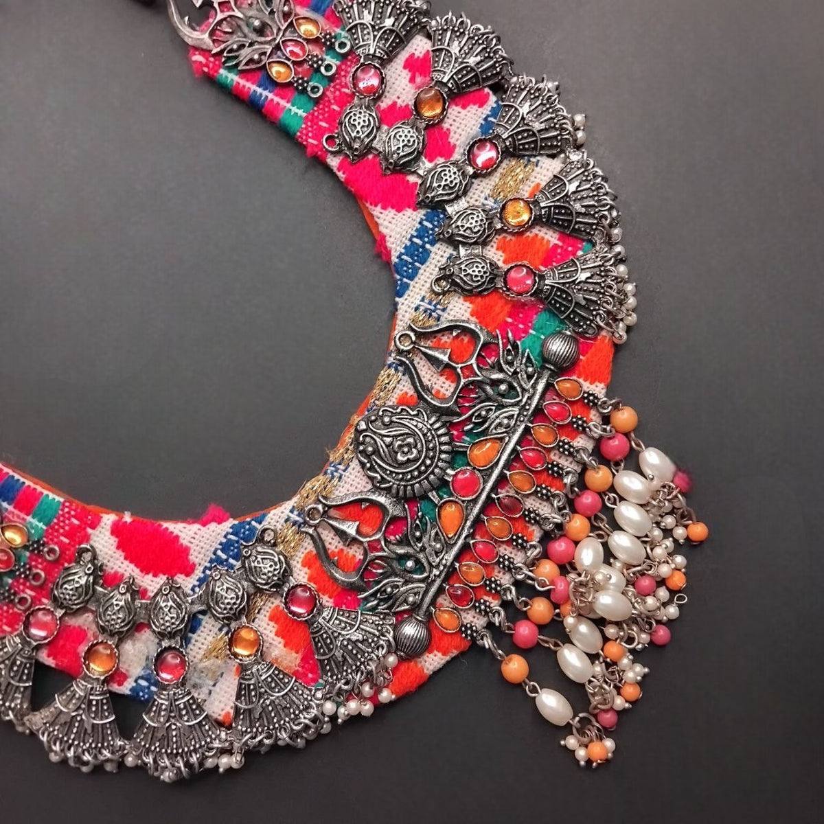 SOLENA FABRIC AND BEADS HANDMADE MALA/NECKPIECE ML133