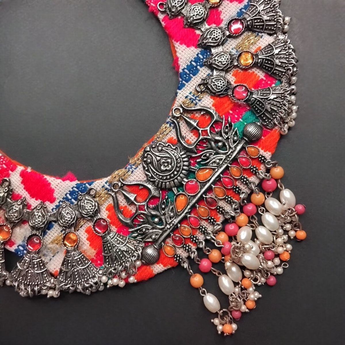 SOLENA FABRIC AND BEADS HANDMADE MALA/NECKPIECE ML133