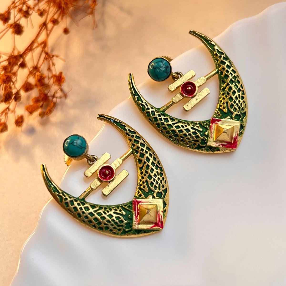 NIROSHA SEMI HANDMADE ANTIQUE EARRING/ DANGLER ER312