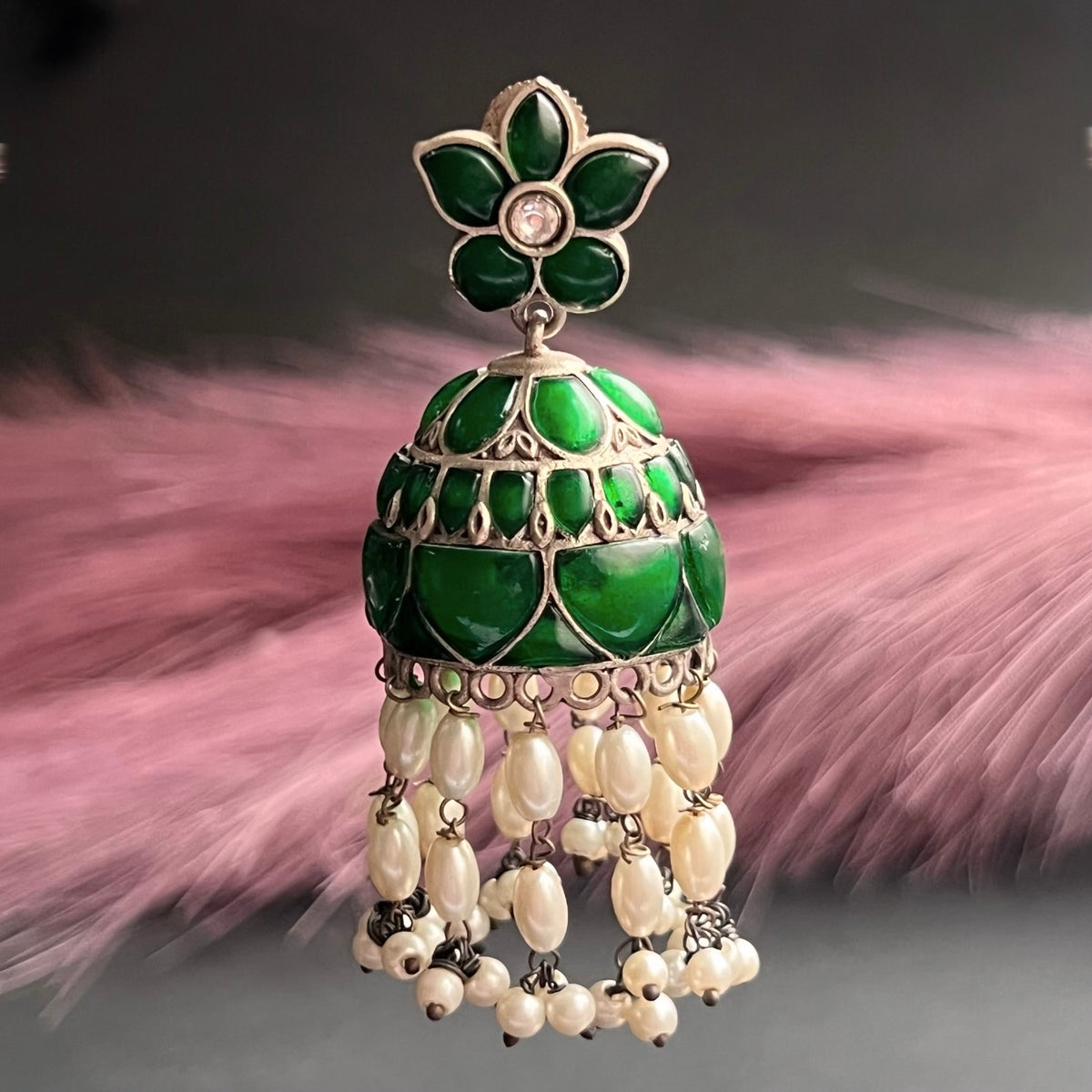 FAUX SILVER SEMI HANDMADE JHUMKAS/ EARRINGS ER698