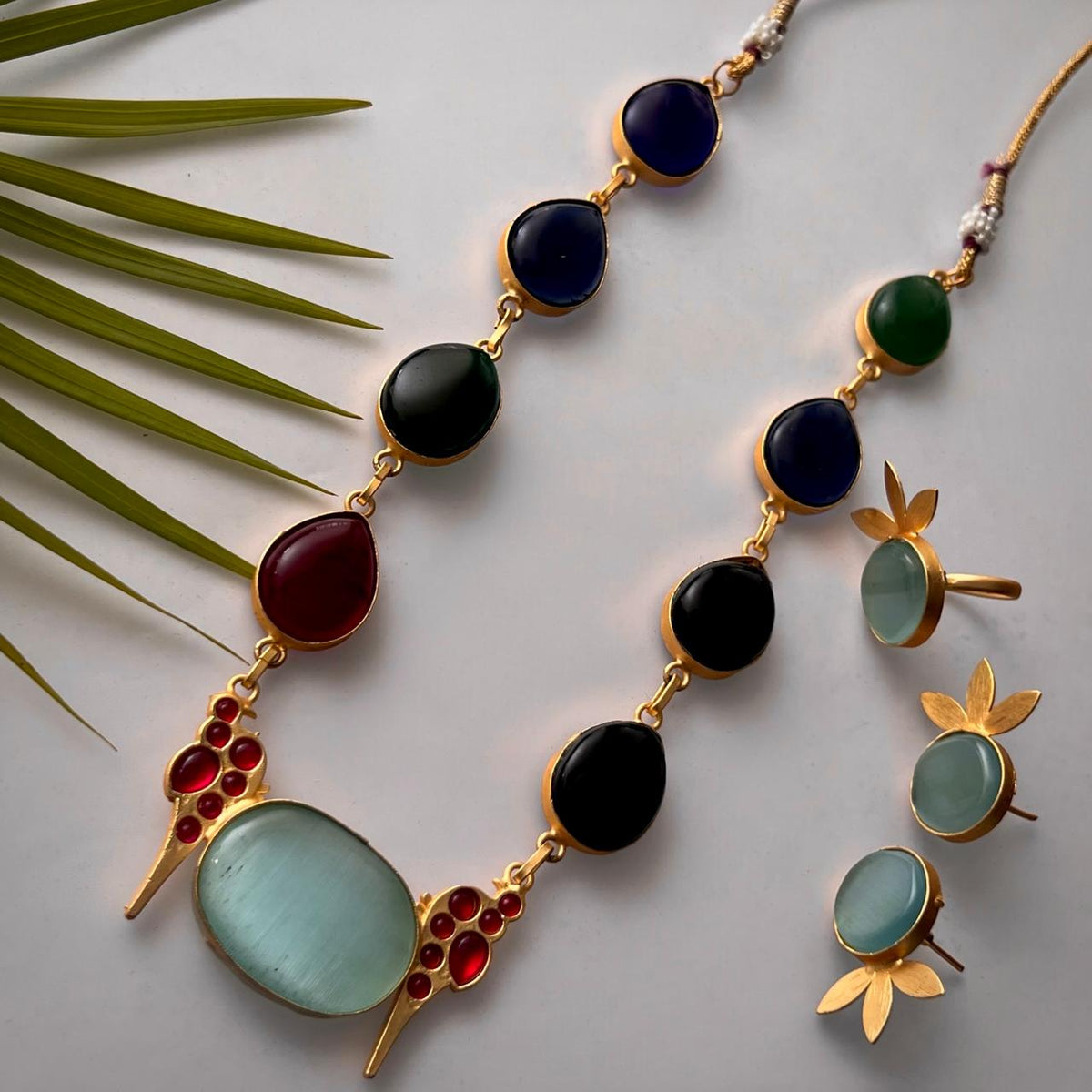 ROXANIA SET RING EARRING AND NECKLACE HANDMADE GOLD TONED PREMIUM NECKLACE/NECKPIECE EARRING SET NL30