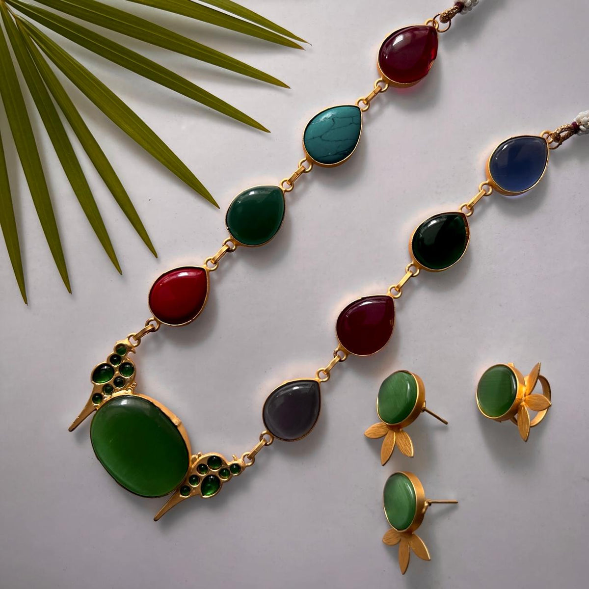 ROXANIA SET RING EARRING AND NECKLACE HANDMADE GOLD TONED PREMIUM NECKLACE/NECKPIECE EARRING SET NL30