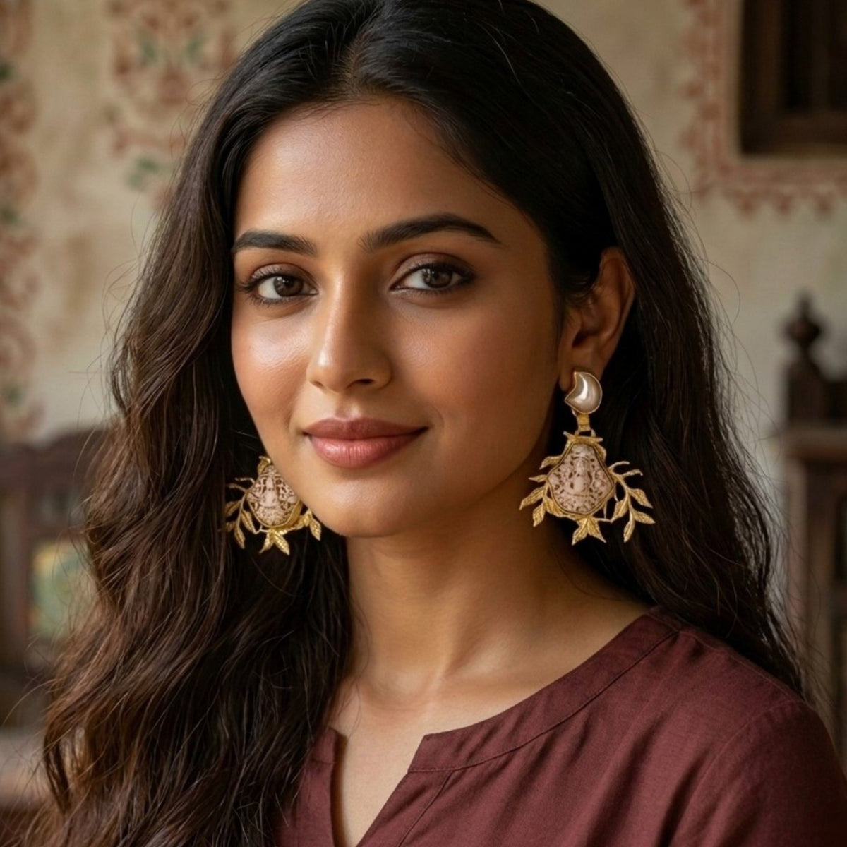 DEEPTHI PREMIUM HANDMADE NATURAL PEARL DANGLERS / EARRING ER619