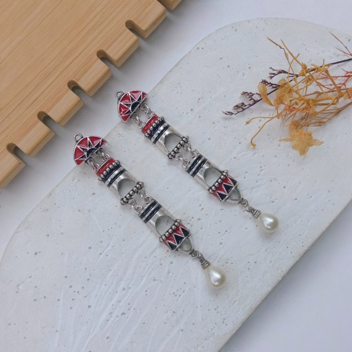 VITALA ENAMEL SEMI HANDMADE DANGLERS EARRINGS ER673