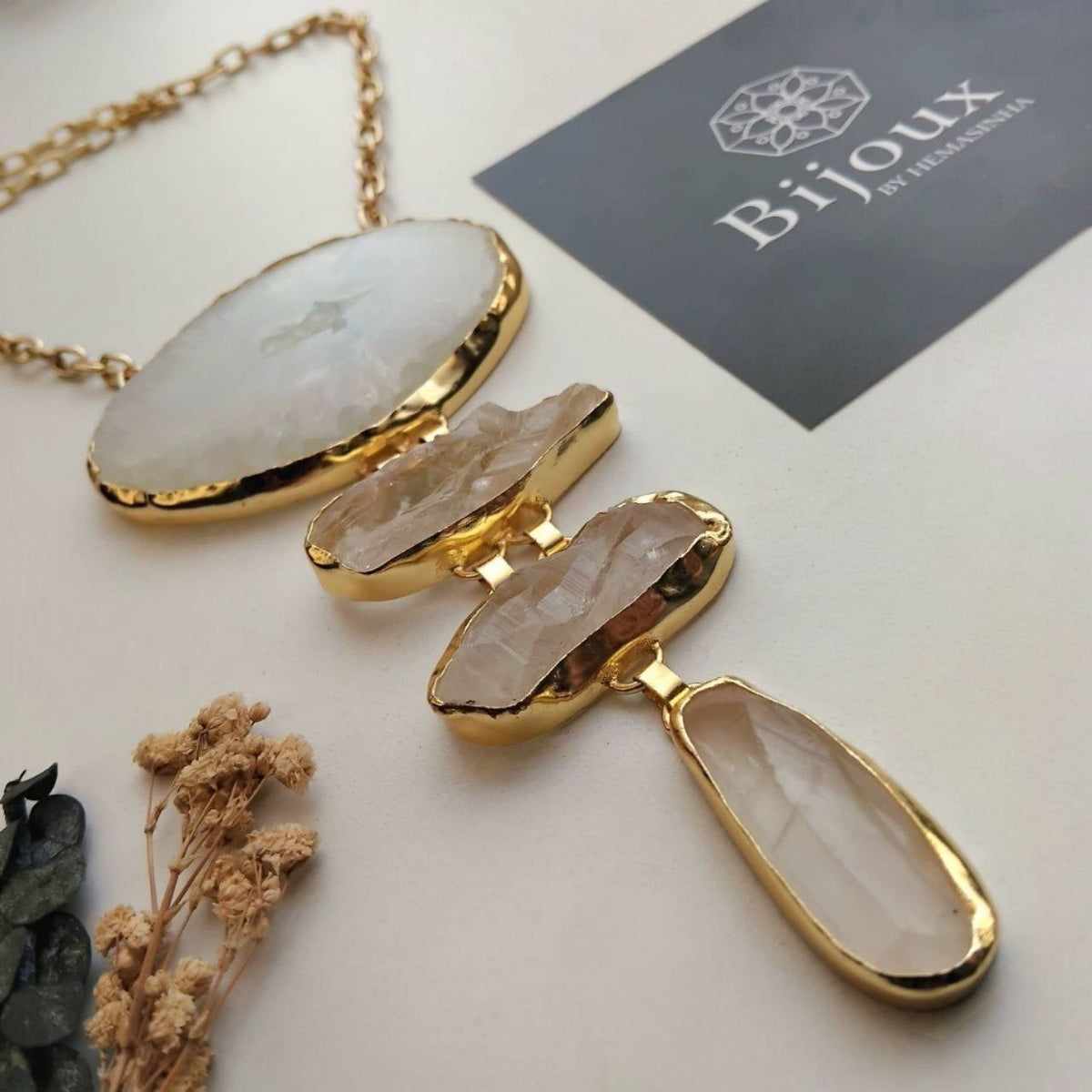 VARSHA HANDMADE PREMIUM RAW NATURAL DRUZY STONE NECKLACE NL371