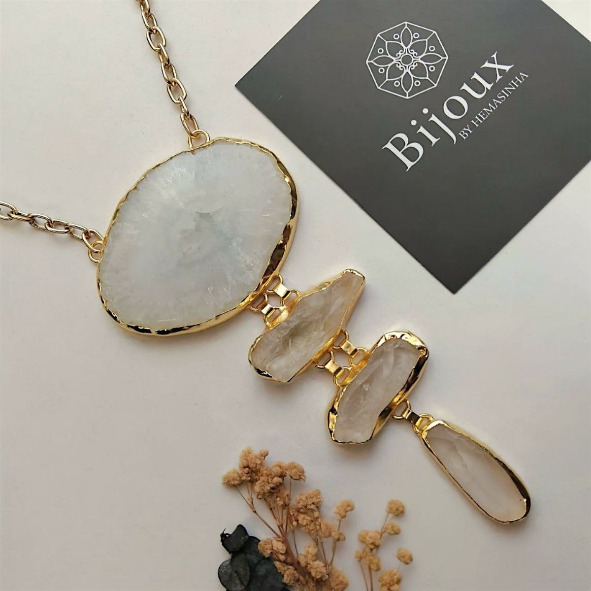 VARSHA HANDMADE PREMIUM RAW NATURAL DRUZY STONE NECKLACE NL371