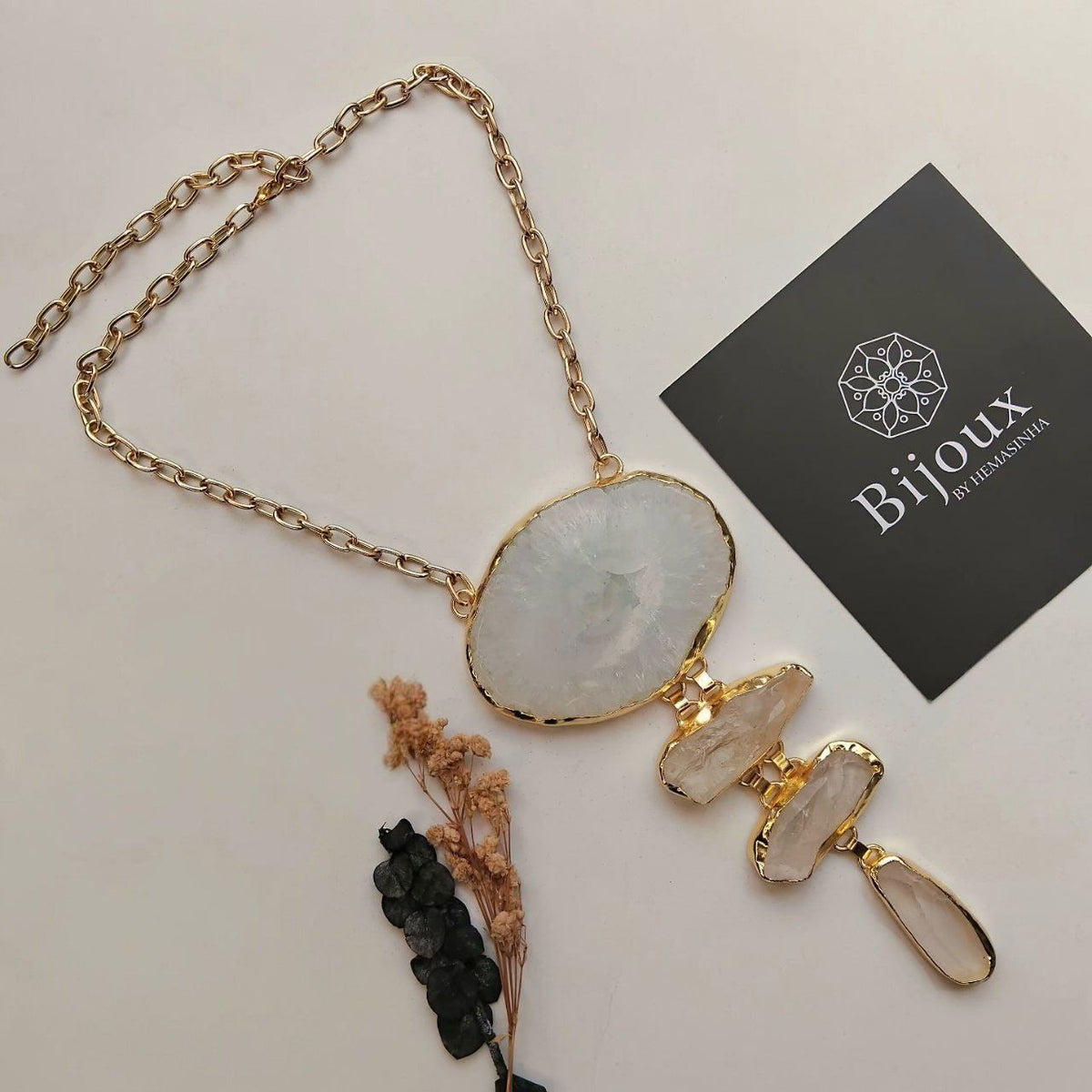 VARSHA HANDMADE PREMIUM RAW NATURAL DRUZY STONE NECKLACE NL371