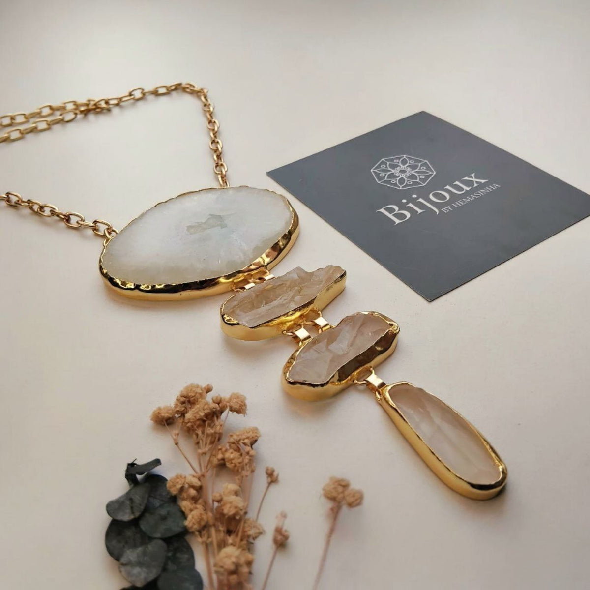 VARSHA HANDMADE PREMIUM RAW NATURAL DRUZY STONE NECKLACE NL371