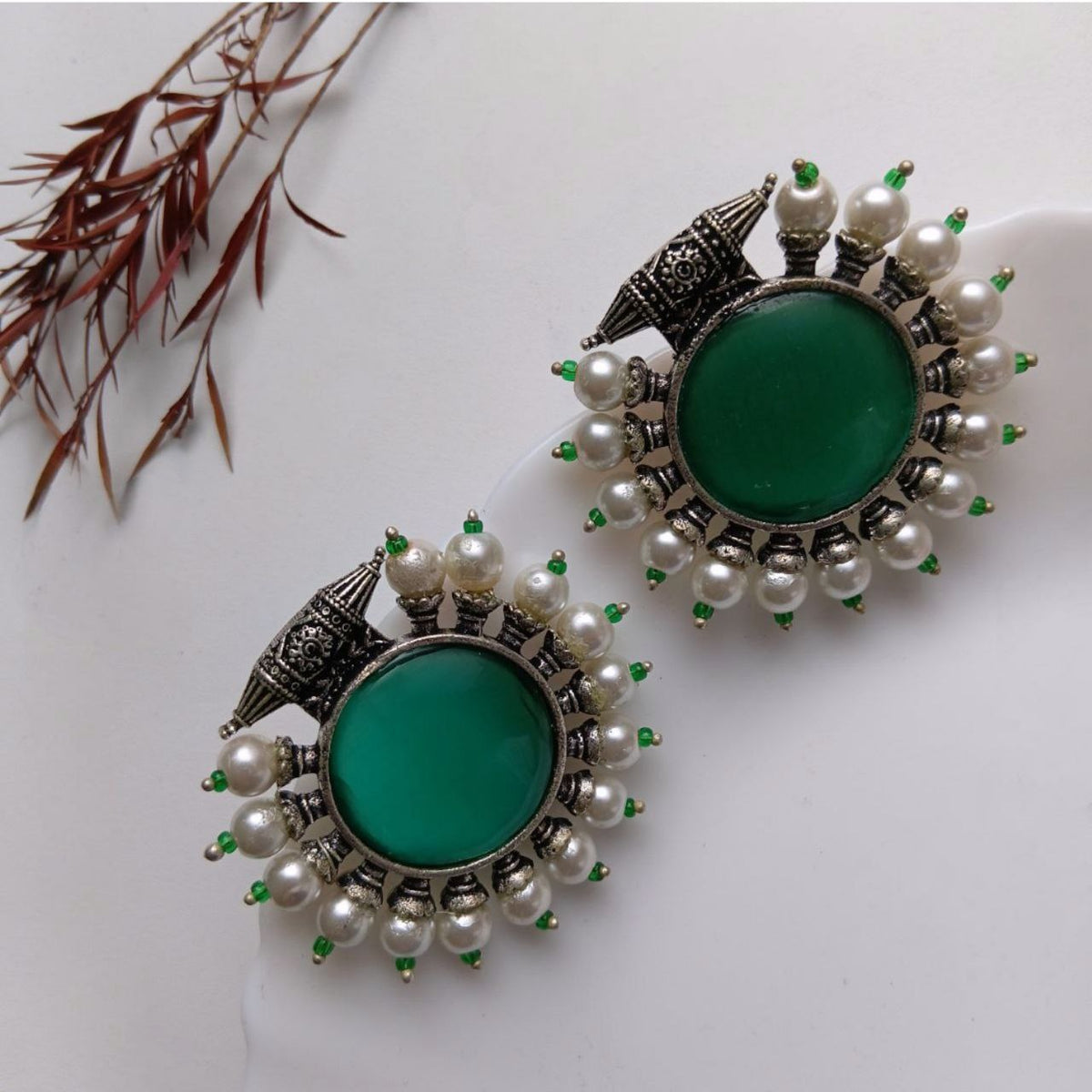 KIYARA SILVER LOOK ALIKE SEMI-HANDMADE STUDS ER940