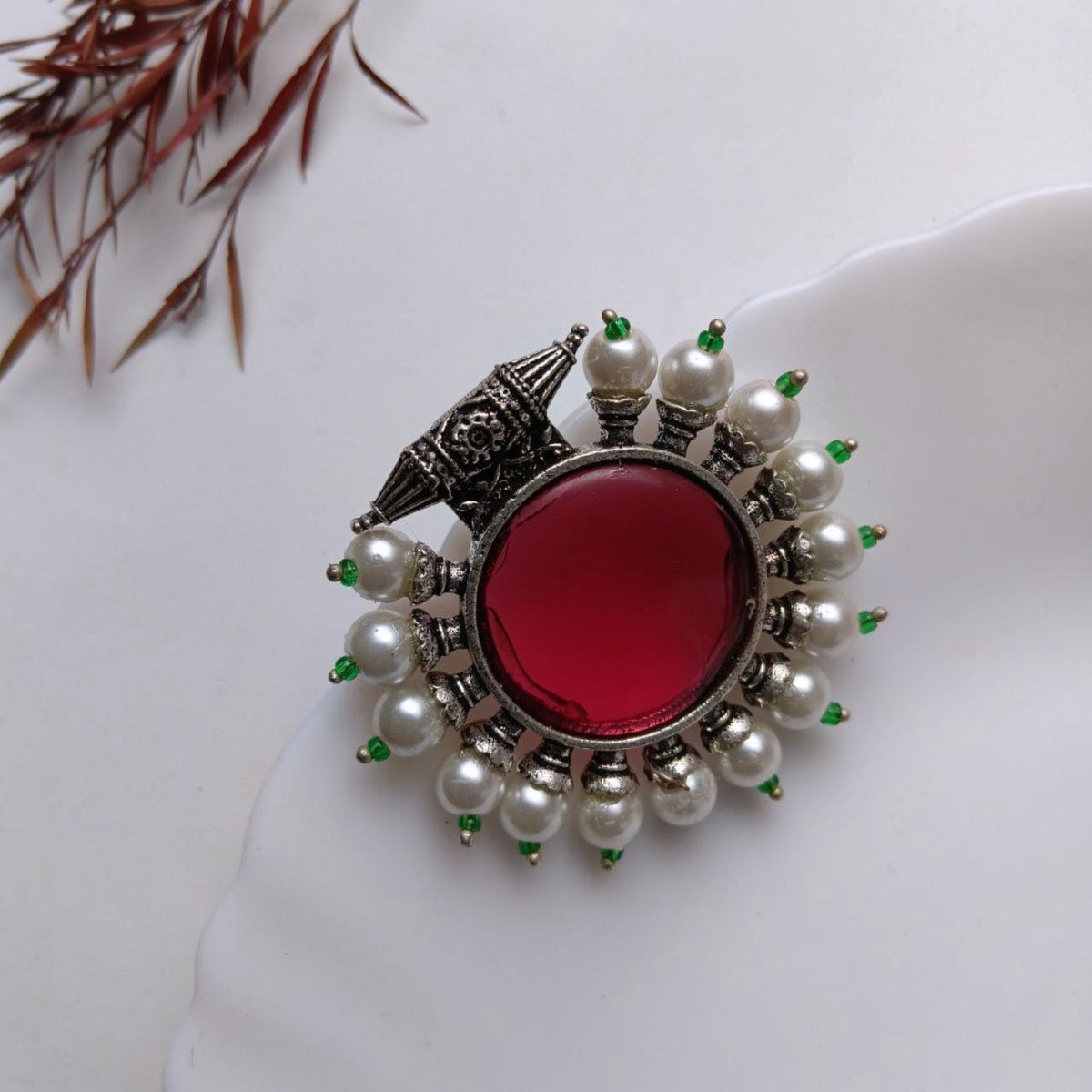 KIYARA SILVER LOOK ALIKE SEMI-HANDMADE STUDS ER940