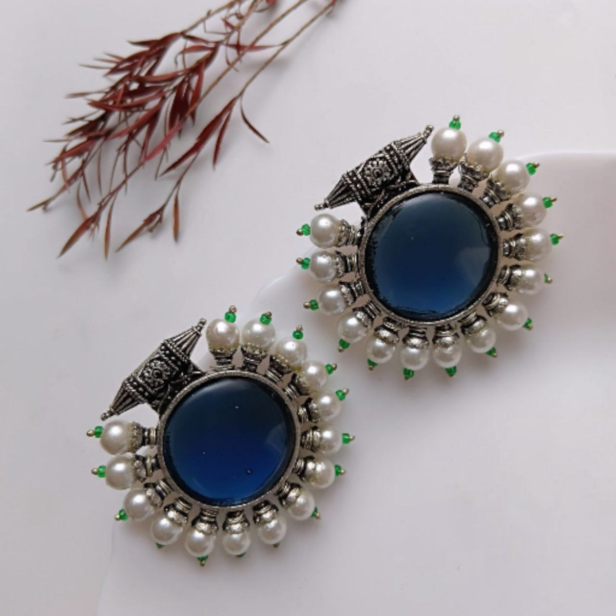 KIYARA SILVER LOOK ALIKE SEMI-HANDMADE STUDS ER940