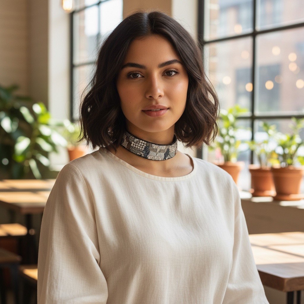 ZOYAH FABRIC AND BEADS HANDMADE AFGHANI CHOKER/NECKPIECE CH533