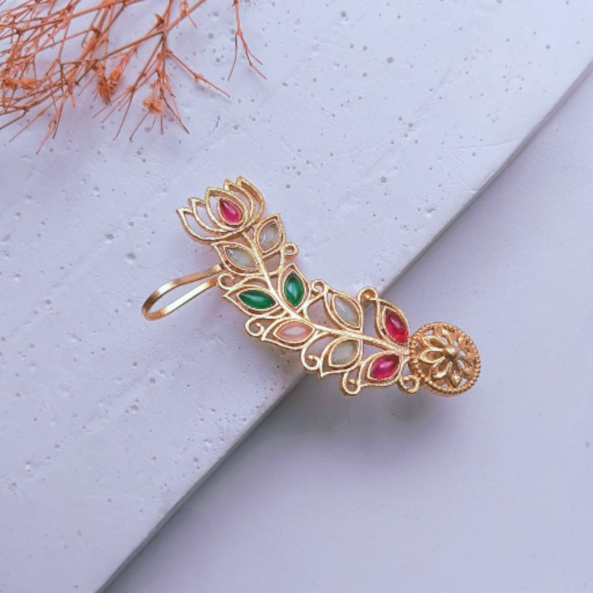 VIYANA GOLD TONED SEMI HANDMADE EAR CUFF/EARRINGS EA28