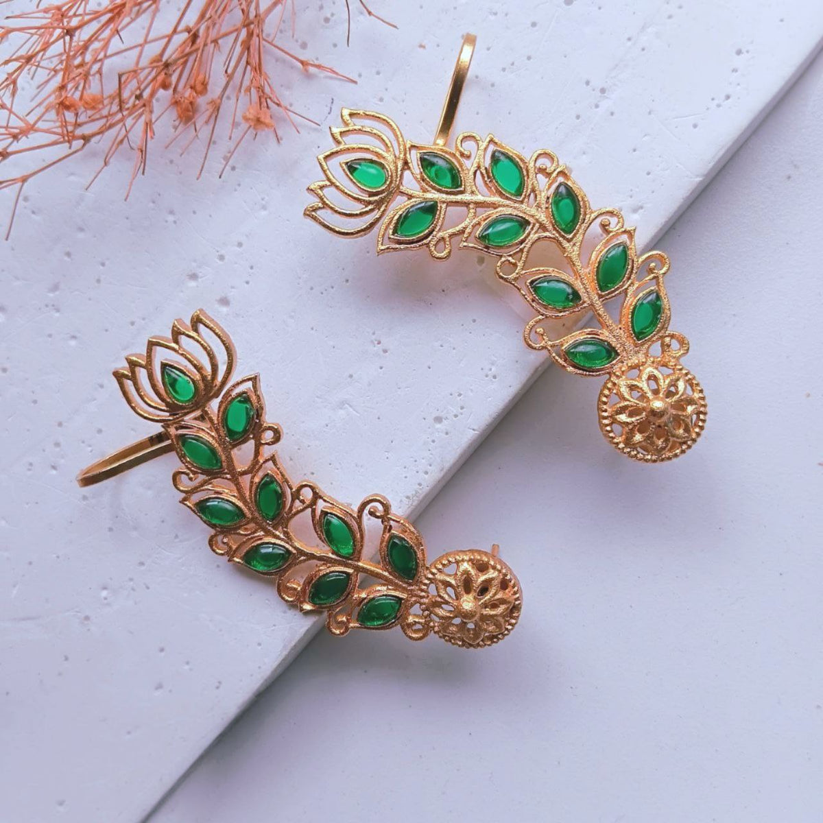 VIYANA GOLD TONED SEMI HANDMADE EAR CUFF/EARRINGS EA28