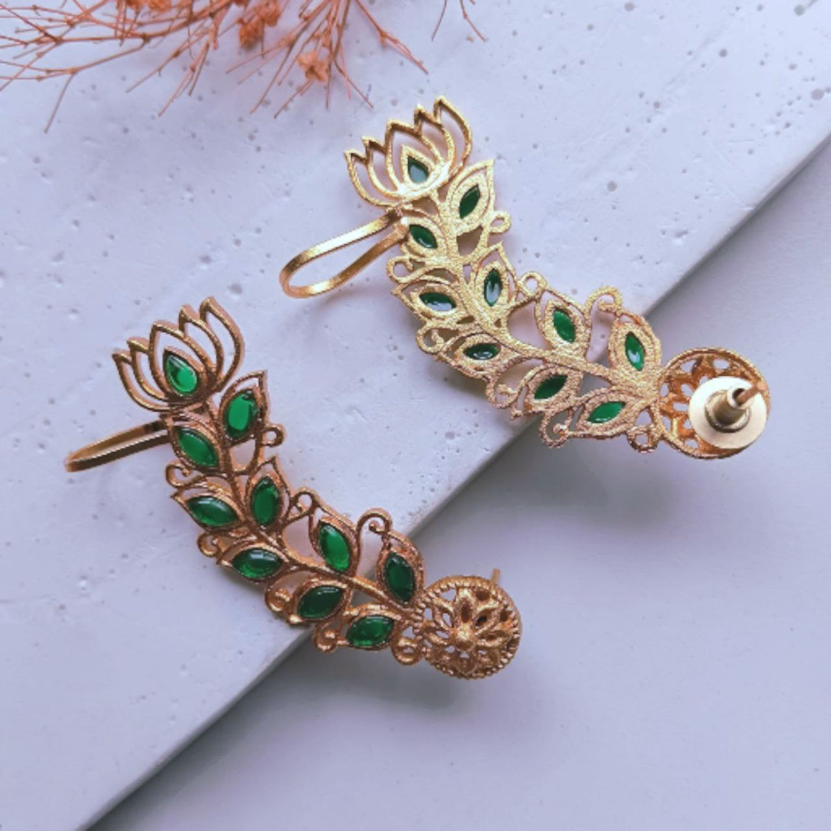 VIYANA GOLD TONED SEMI HANDMADE EAR CUFF/EARRINGS EA28