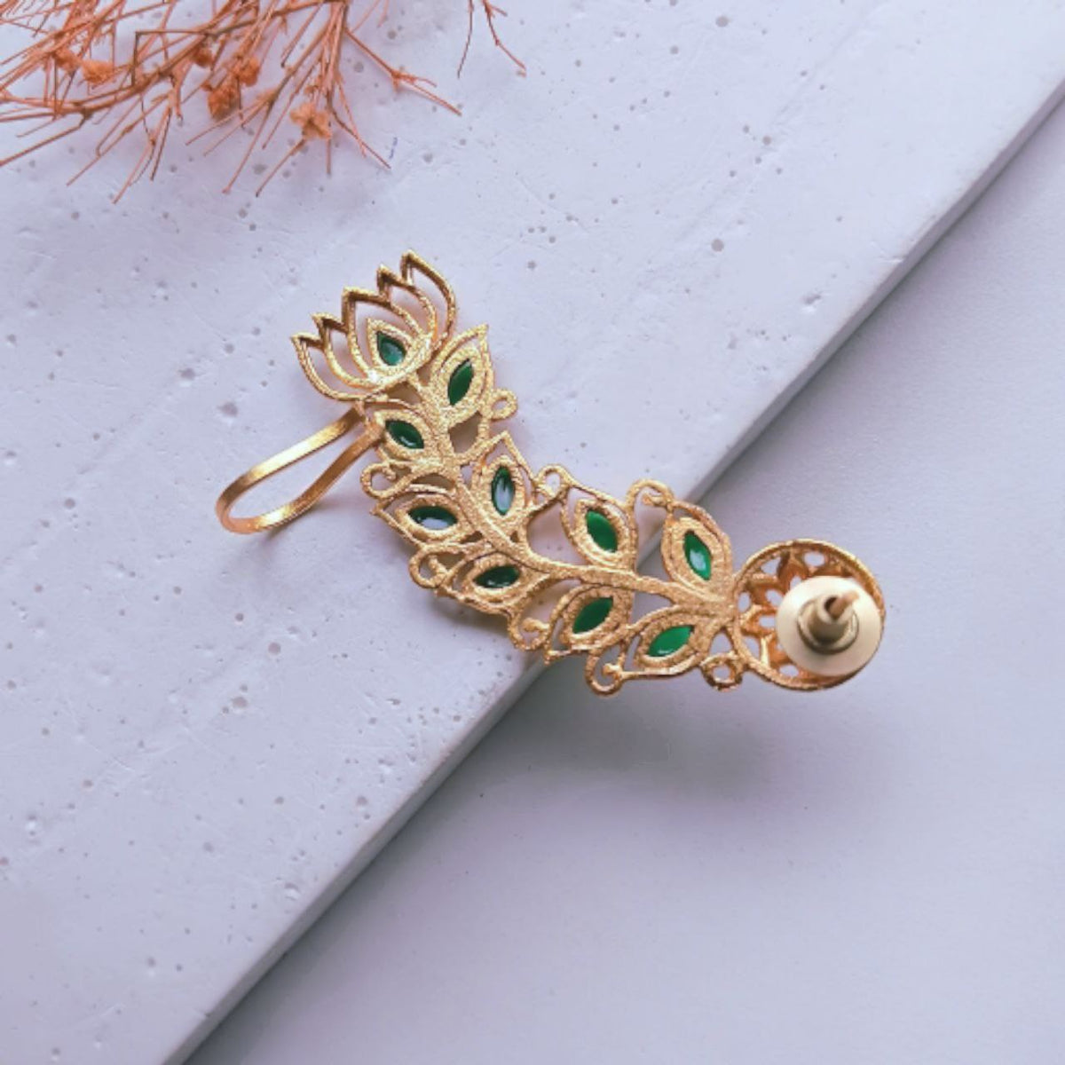 VIYANA GOLD TONED SEMI HANDMADE EAR CUFF/EARRINGS EA28