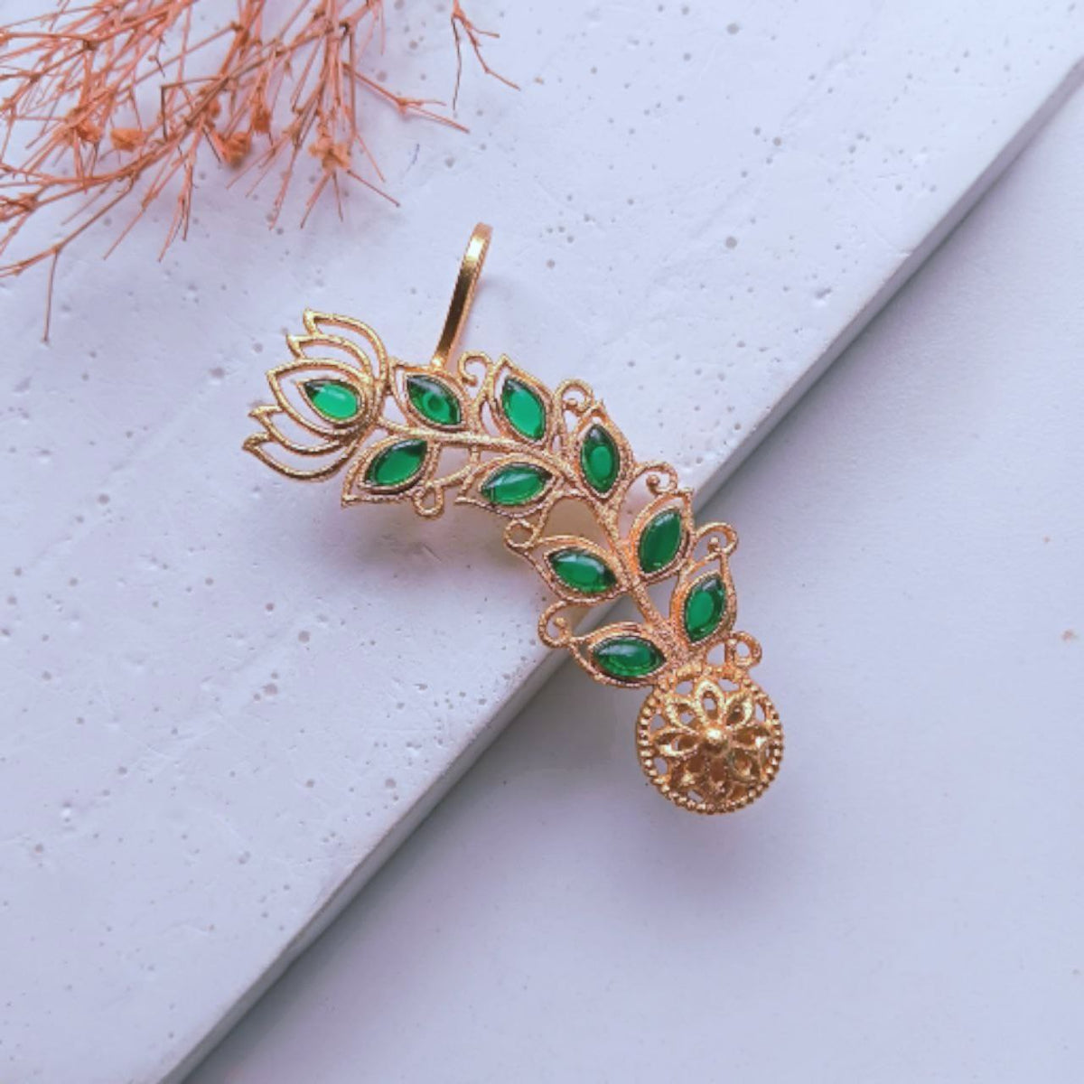 VIYANA GOLD TONED SEMI HANDMADE EAR CUFF/EARRINGS EA28