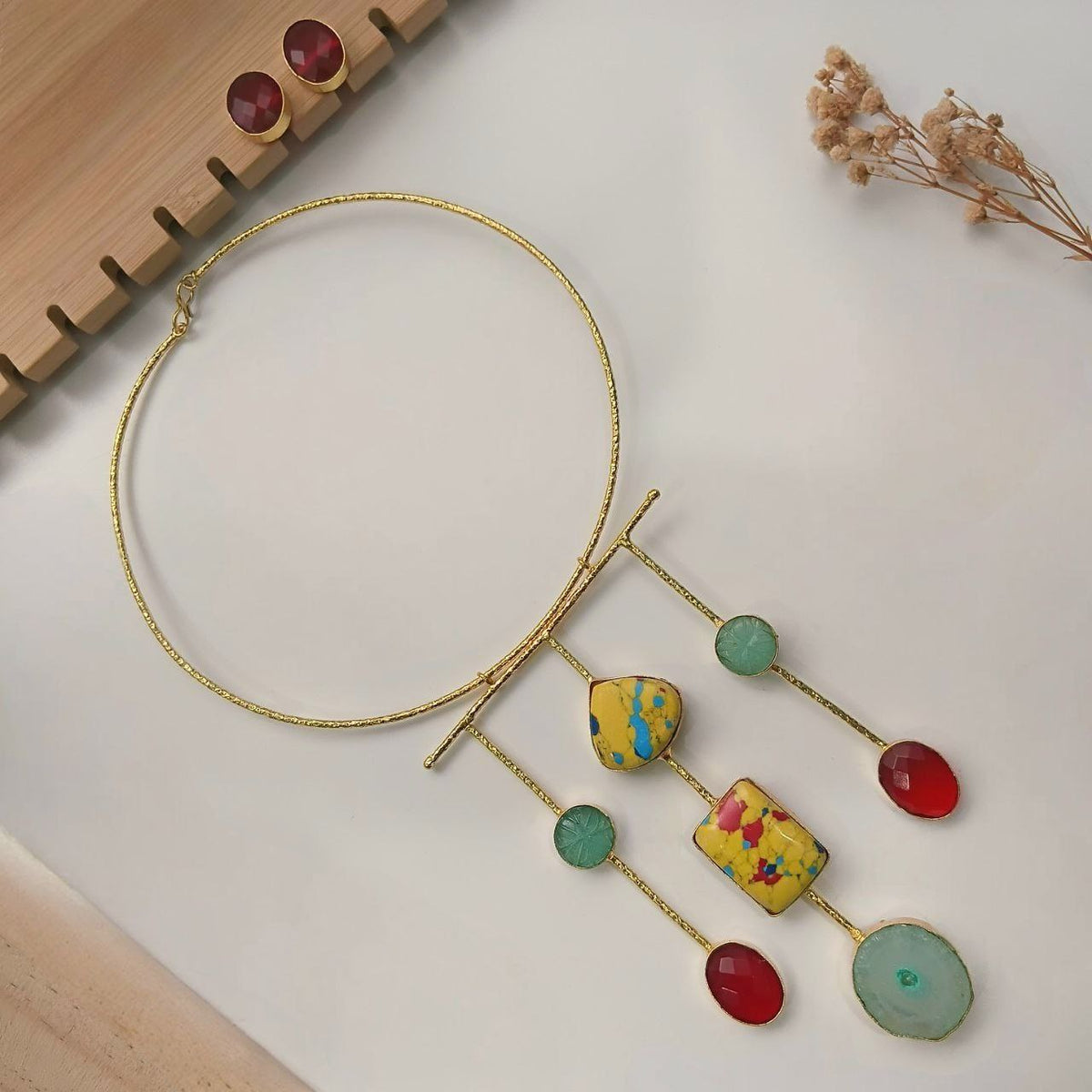 ANISHA NATURAL AGATE STONE GOLD TONED HANDMADE CHOKER/HASLI CH510